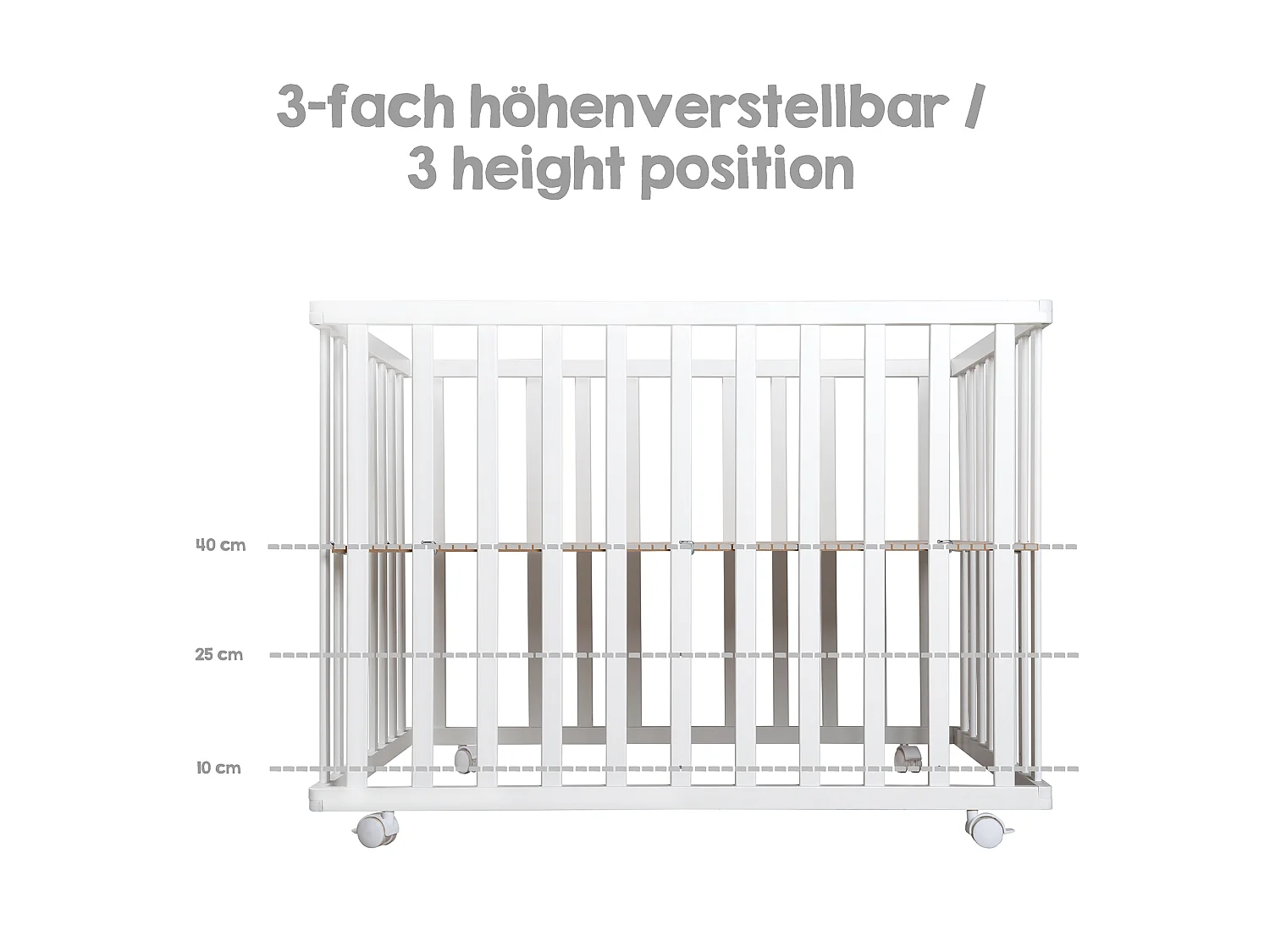 Parco giochi Roba Laufgitter Sternenzauber 100x75 cm Bianco Grigio Recinto giochi regolabile in altezza con inserto lavabile