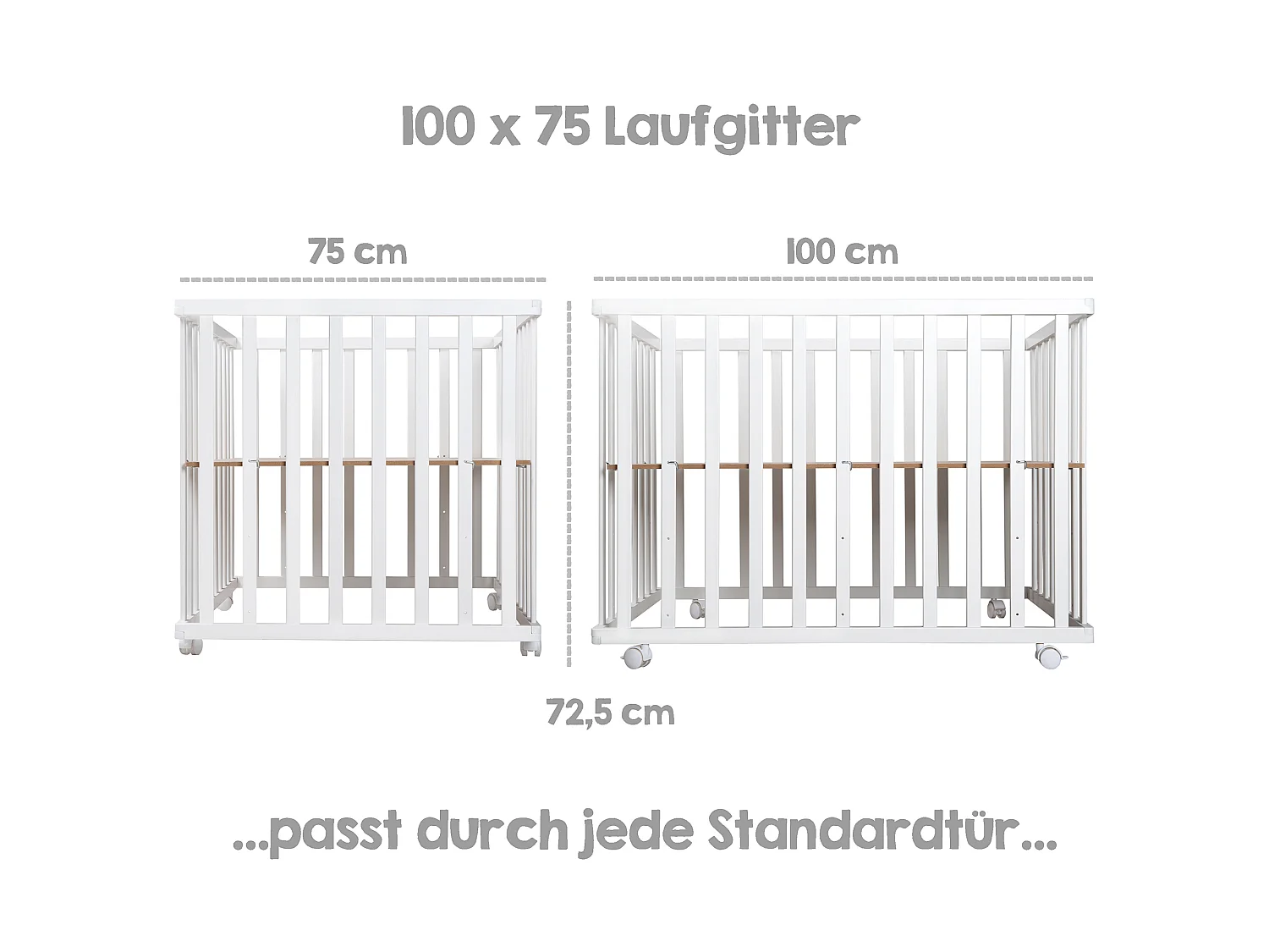 Parco giochi Roba Laufgitter Sternenzauber 100x75 cm Bianco Grigio Recinto giochi regolabile in altezza con inserto lavabile