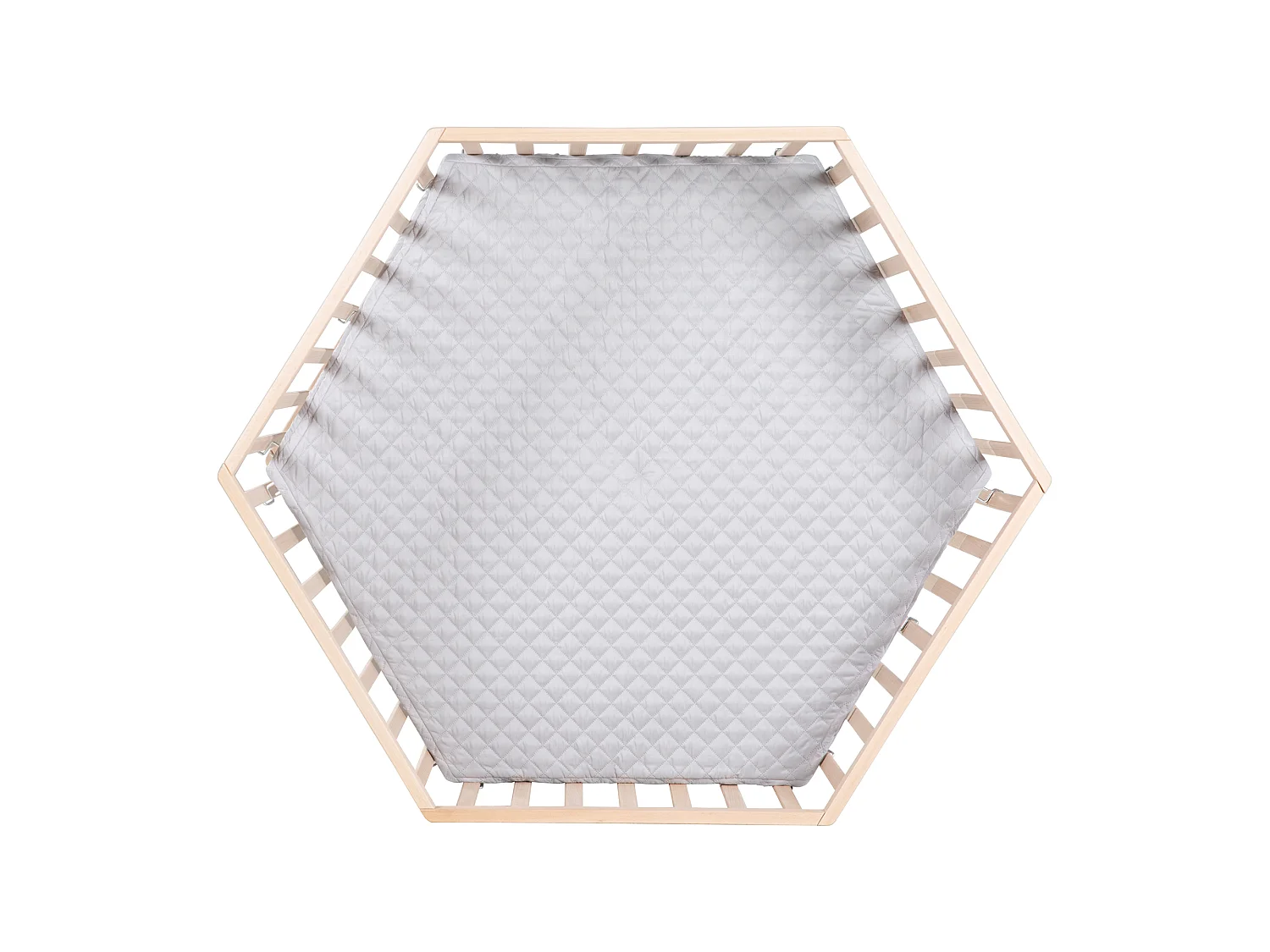 Parque de Juegos Gris de 6 Lados Estilo roba con Inserto de Tela Acolchada Suave y Base Ajustable de 3 Alturas