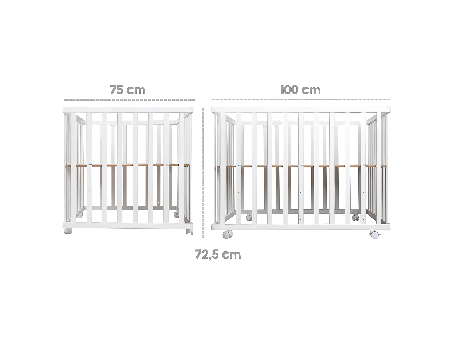 Roba Jumbo Twins Parque Infantil Gris 100 x 75 cm - 3 Niveles de Altura, Certificado de Seguridad, Móvil