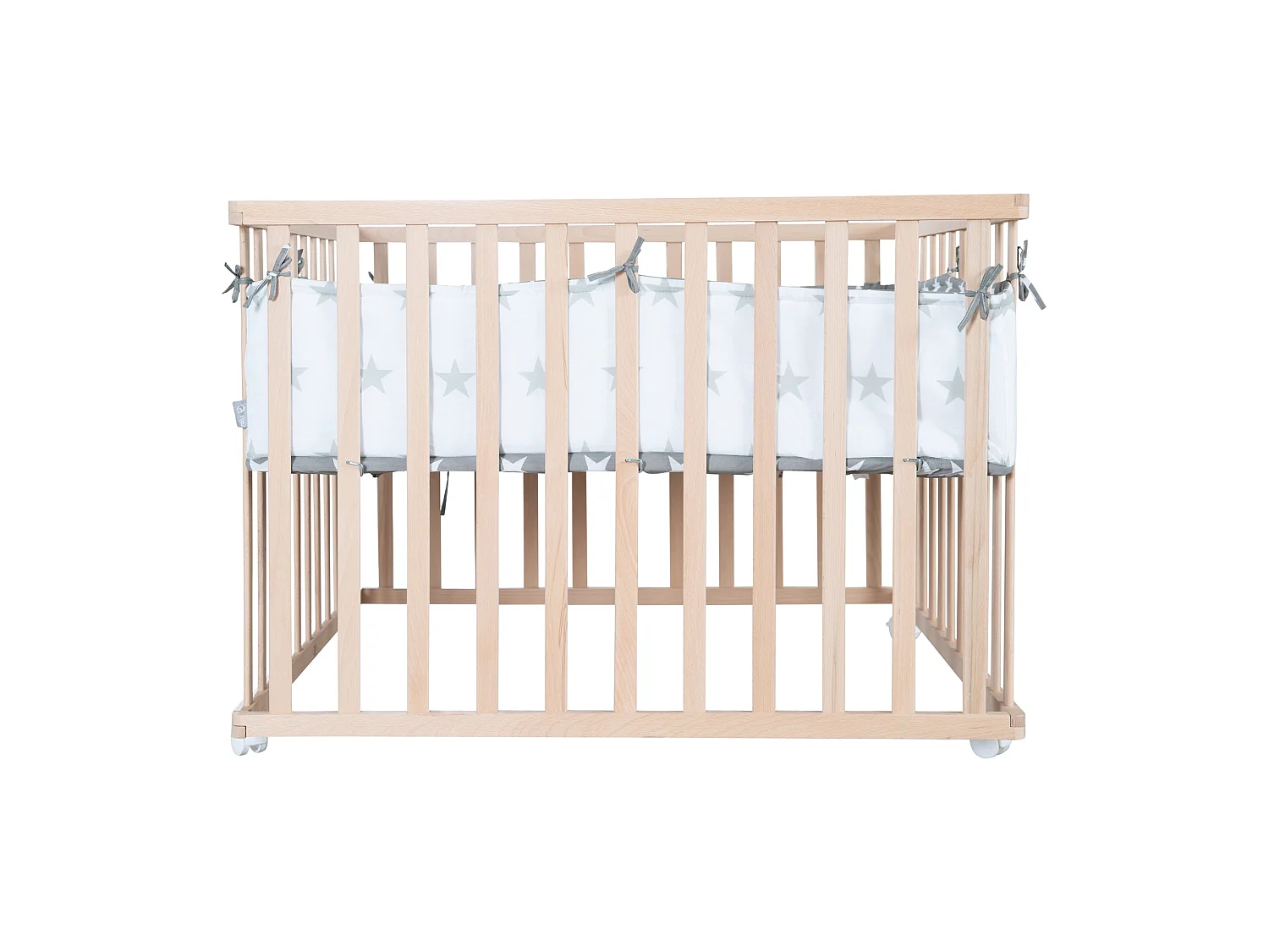 Parque de juegos Roba Little Stars 100x100 cm de madera de haya biológica con diseño textil