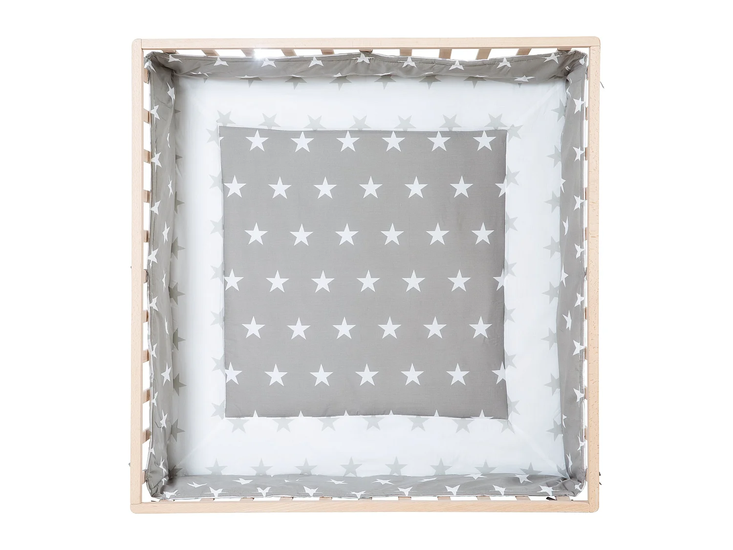 Parque de juegos Roba Little Stars 100x100 cm de madera de haya biológica con diseño textil