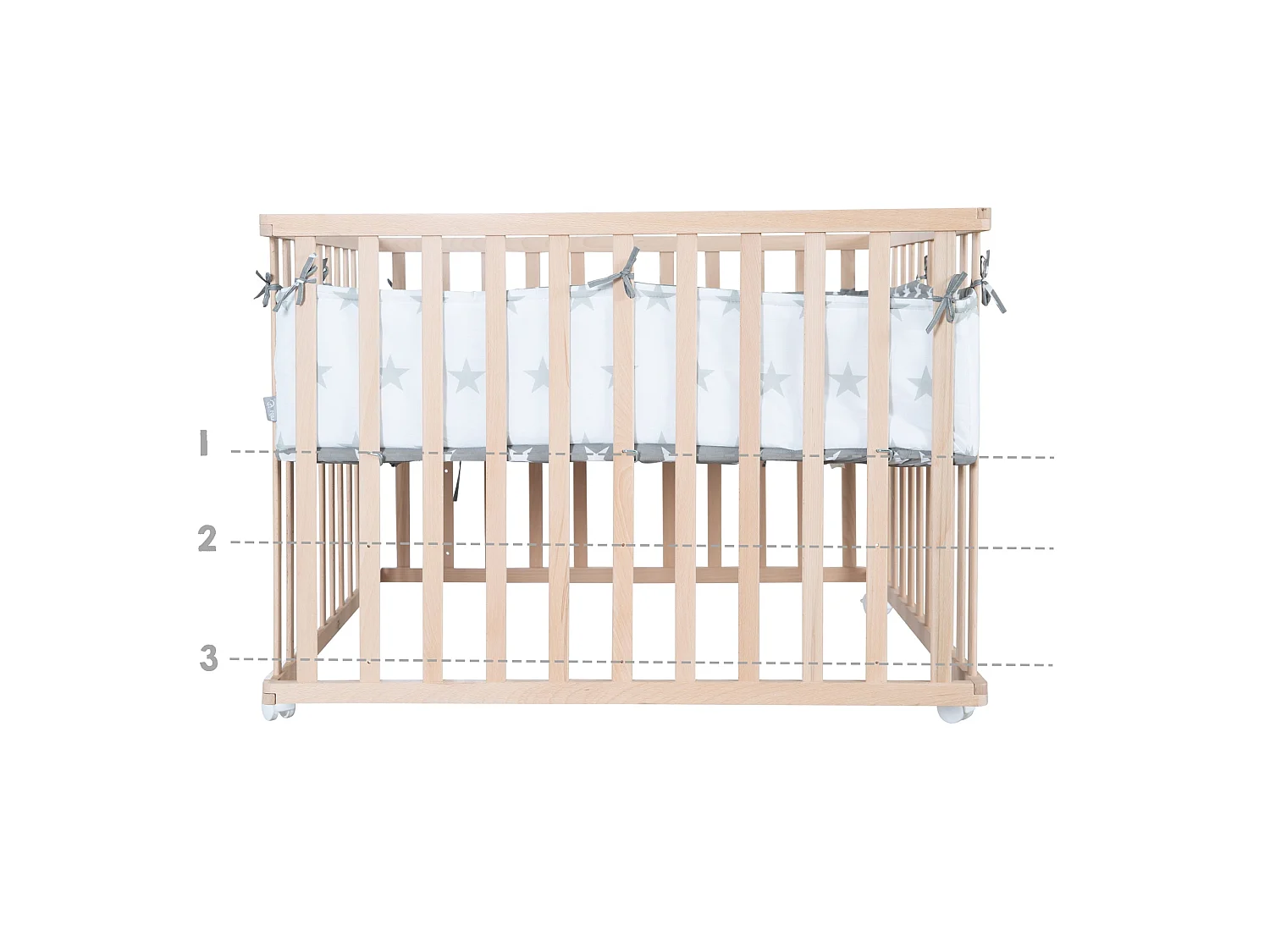 Parque de juegos Roba Little Stars 100x100 cm de madera de haya biológica con diseño textil