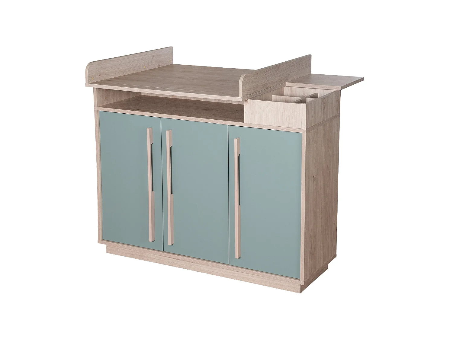 Table à langer Roba Selva Green avec fonction de fermeture en douceur et compartiments de rangement