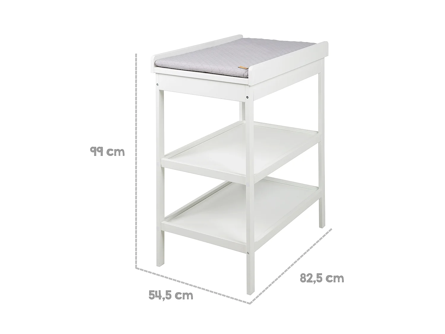 roba Style Fasciatoio con Materassino, Design Moderno, Bianco, 2 Ripiani, Altezza di 93.5cm
