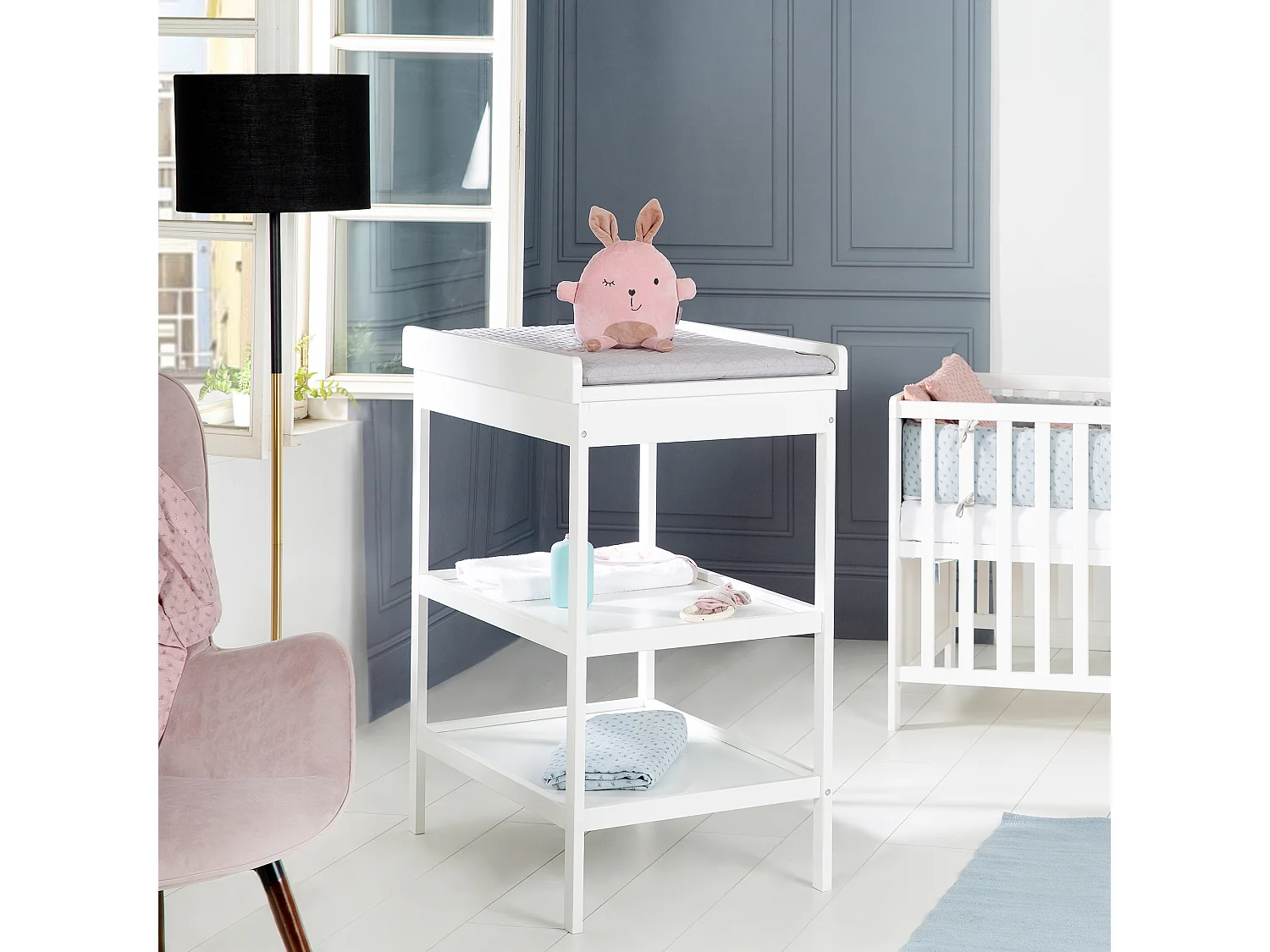 roba Style Fasciatoio con Materassino, Design Moderno, Bianco, 2 Ripiani, Altezza di 93.5cm