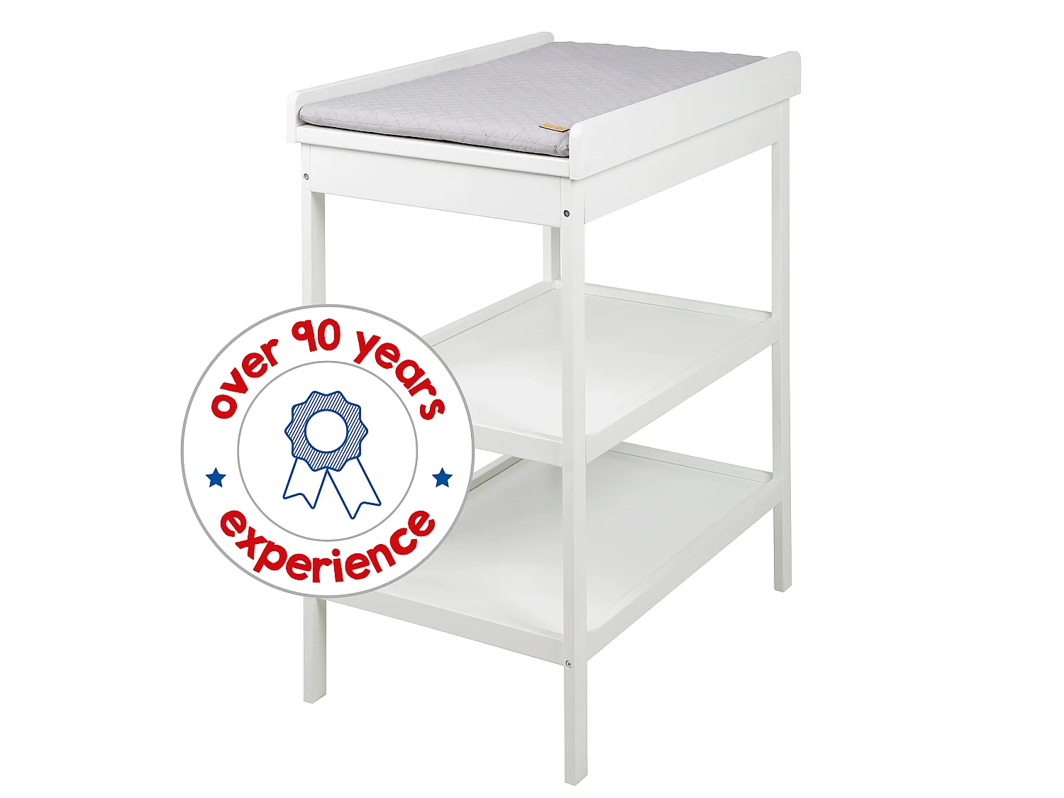roba Style Fasciatoio con Materassino, Design Moderno, Bianco, 2 Ripiani, Altezza di 93.5cm