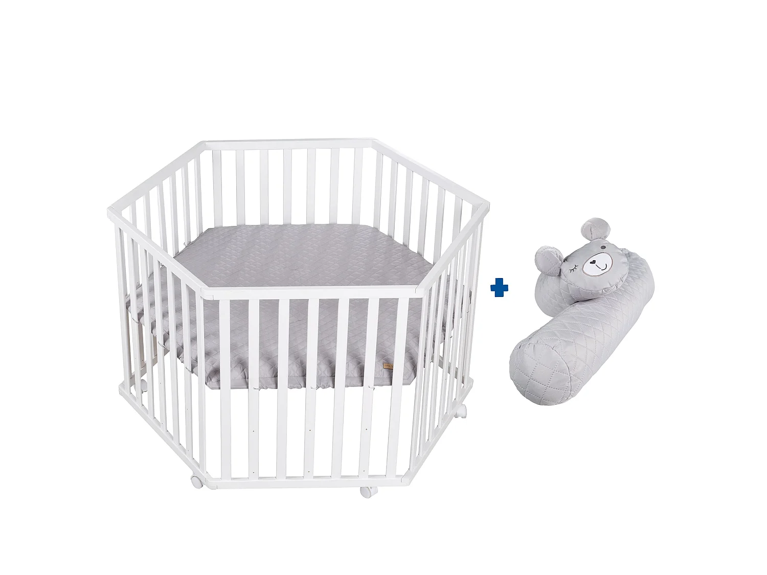 Parc Bébé Blanc 6 Côtés roba Style avec Rembourrage Gris Doux et Design Tendance