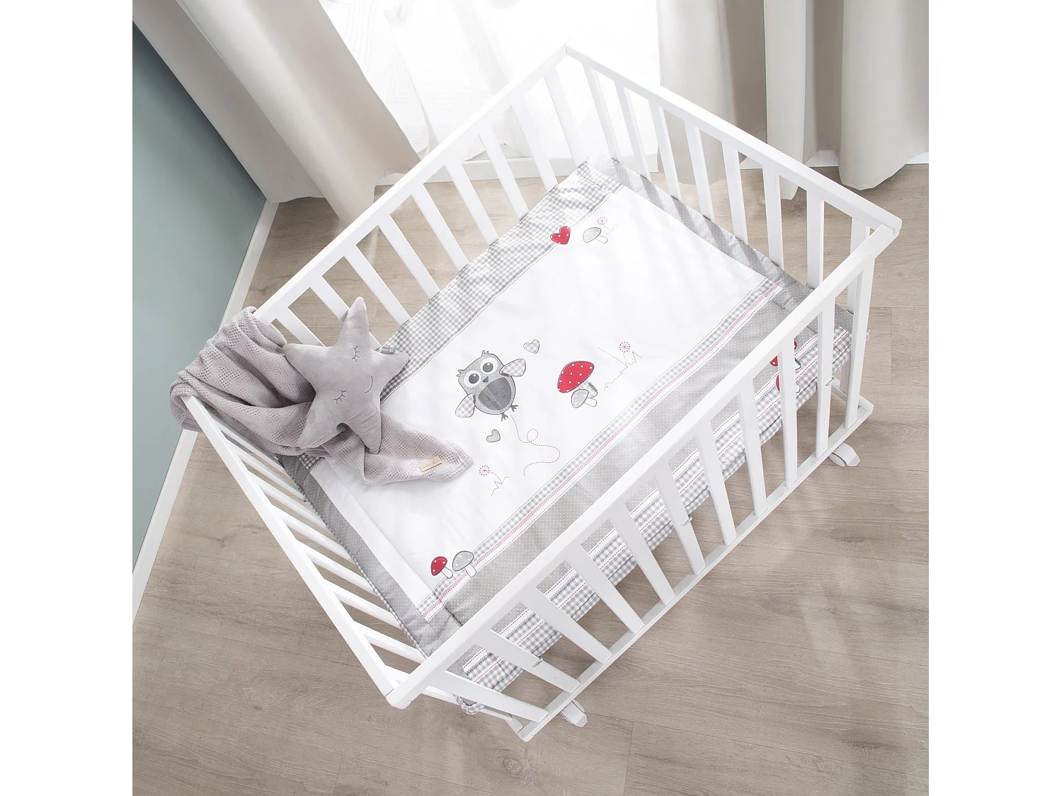 Roba Adam + Eule Parque Infantil 75x100cm con 3 Alturas Ajustables y Ruedas con Freno