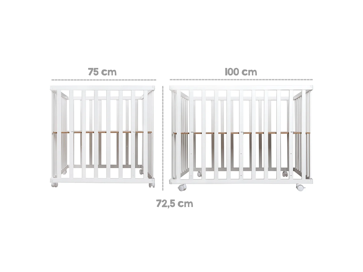 Roba Adam + Eule Parque Infantil 75x100cm con 3 Alturas Ajustables y Ruedas con Freno