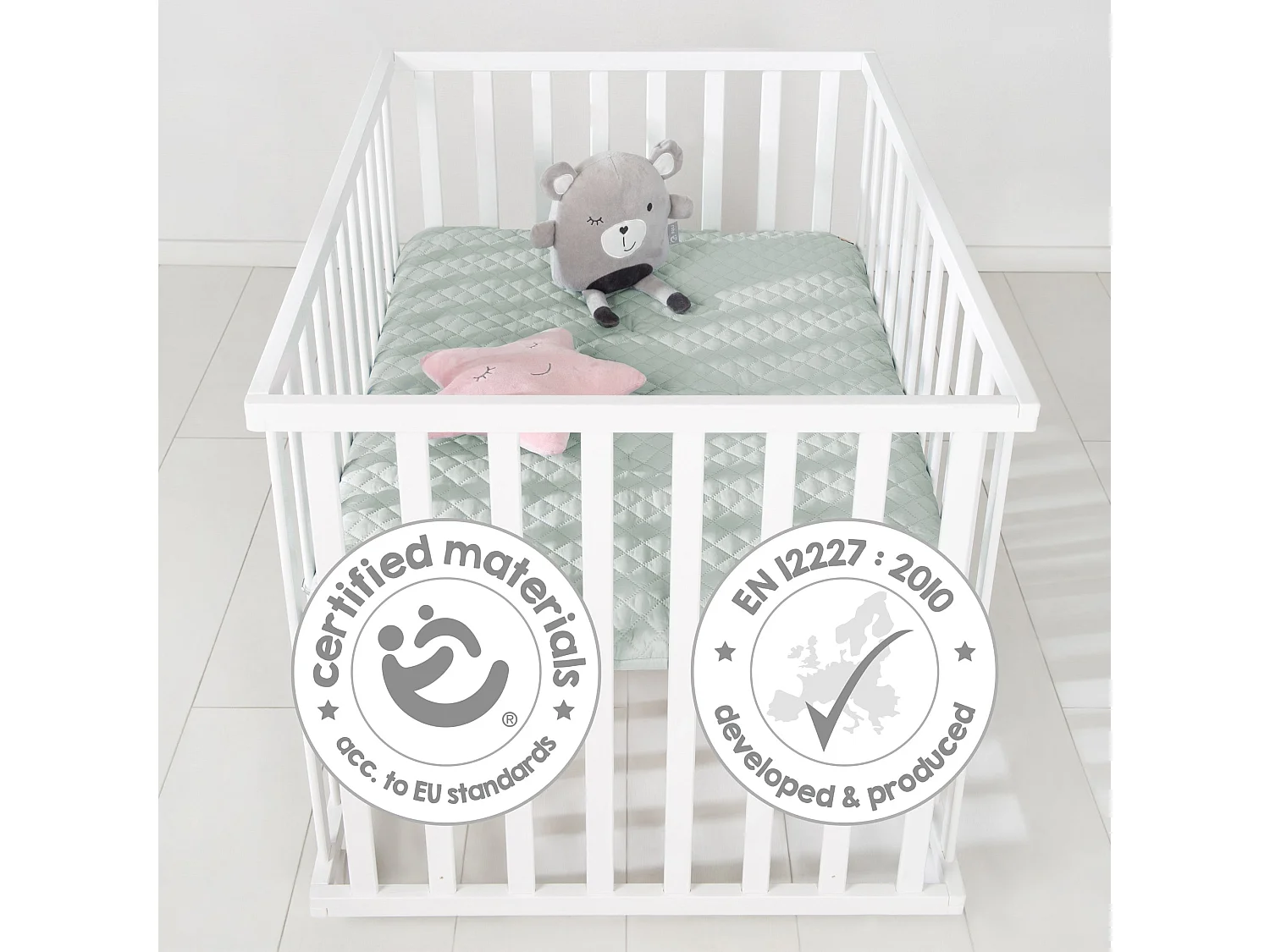 Parque de Juegos para Bebés roba Style 75x100 cm Blanco con Inserto Verde