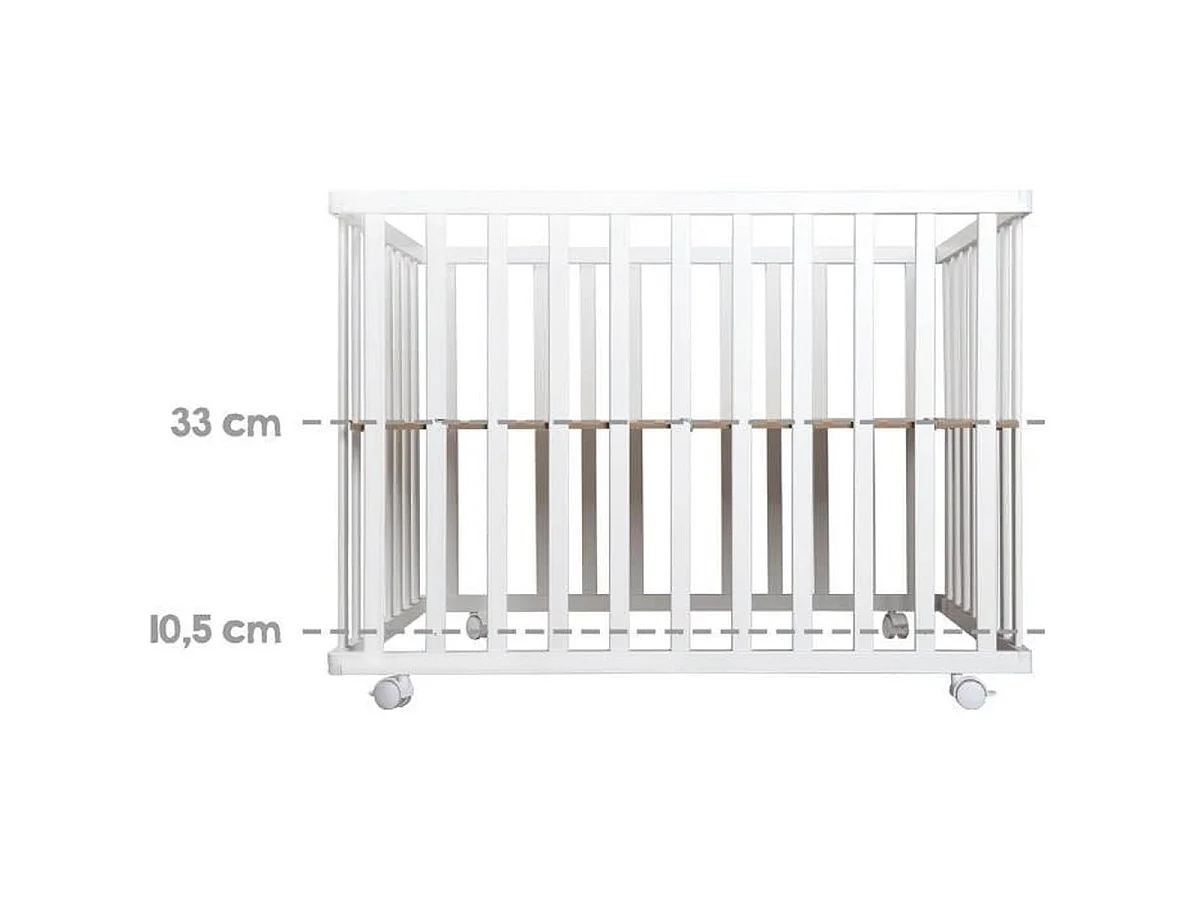 Parc pliable en bois ROBA Little Stars 75 x 100 cm - hauteur réglable, roulettes avec frein