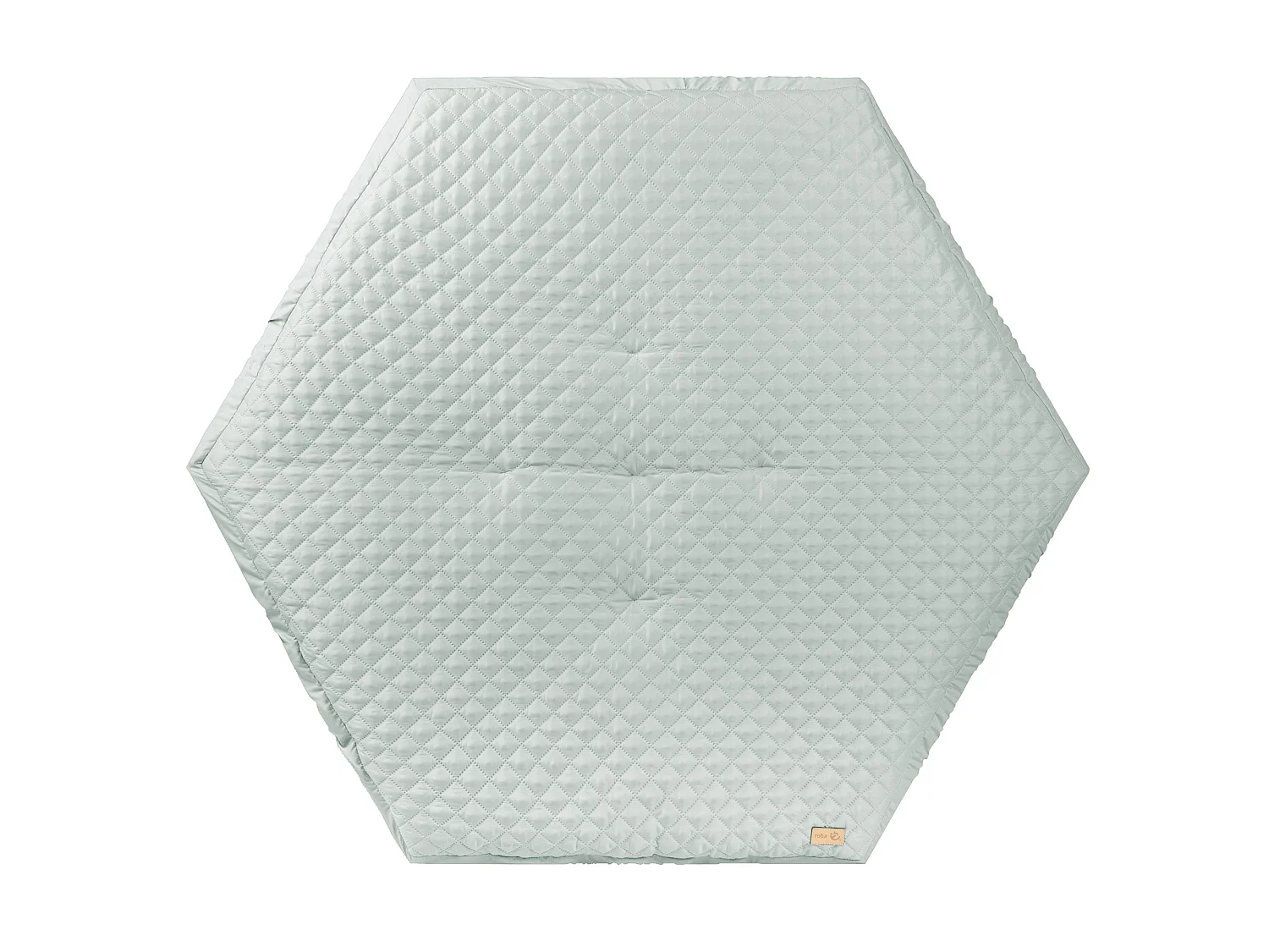 Recinto per bambini bianco roba Style a 6 lati con inserto imbottito verde e 6 ruote con freno