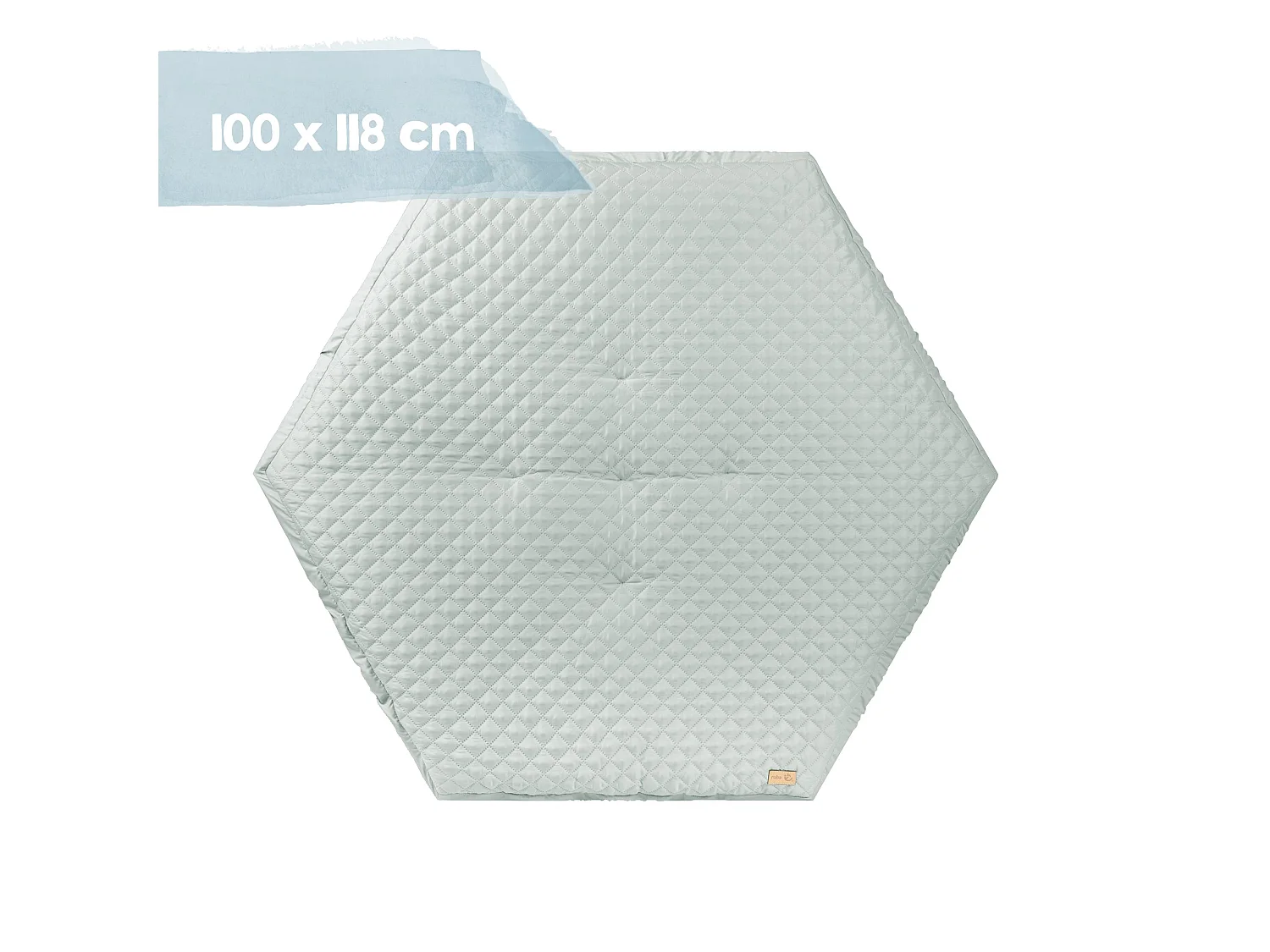 Recinto per bambini bianco roba Style a 6 lati con inserto imbottito verde e 6 ruote con freno