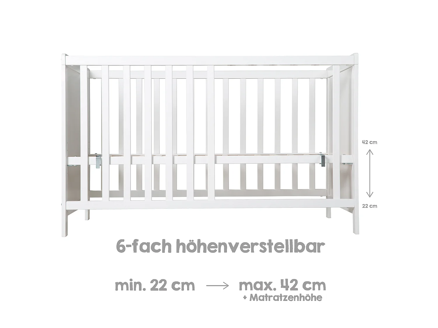 Lit Multifonctionnel Roba "Sterne Grey" avec Hauteur Réglable et Fonction Latérale