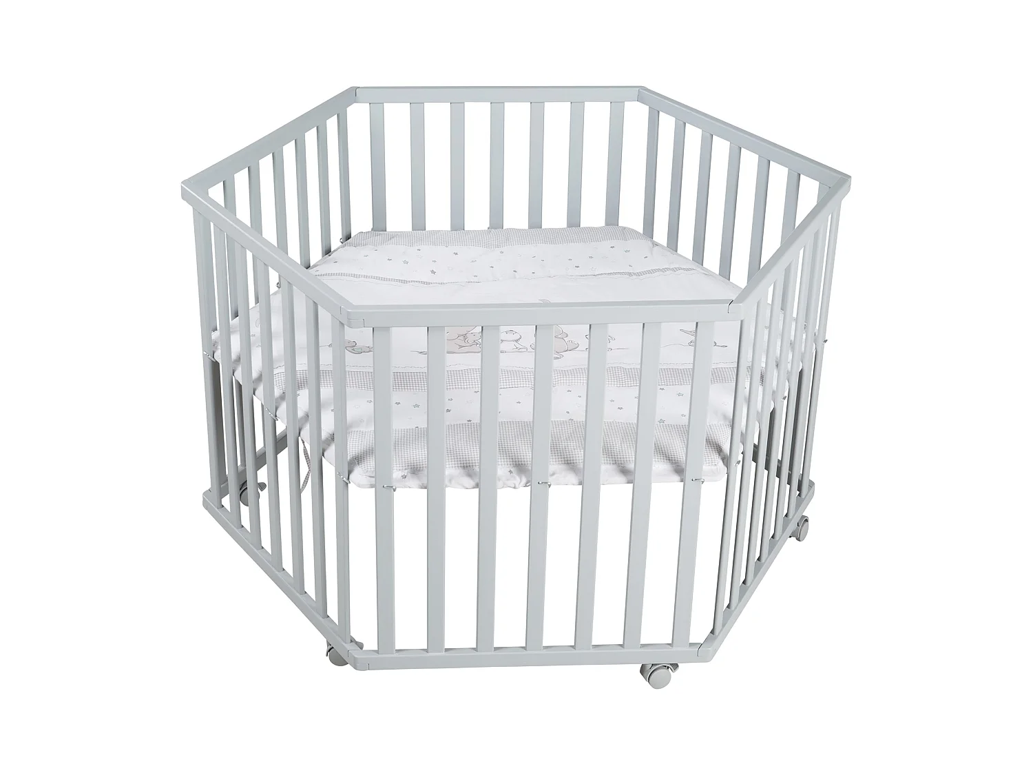 Parque Infantil de 6 Lados Roba Star Magic Taupe - 3 Niveles de Altura, Inserto Acolchado Suave, Ecológico