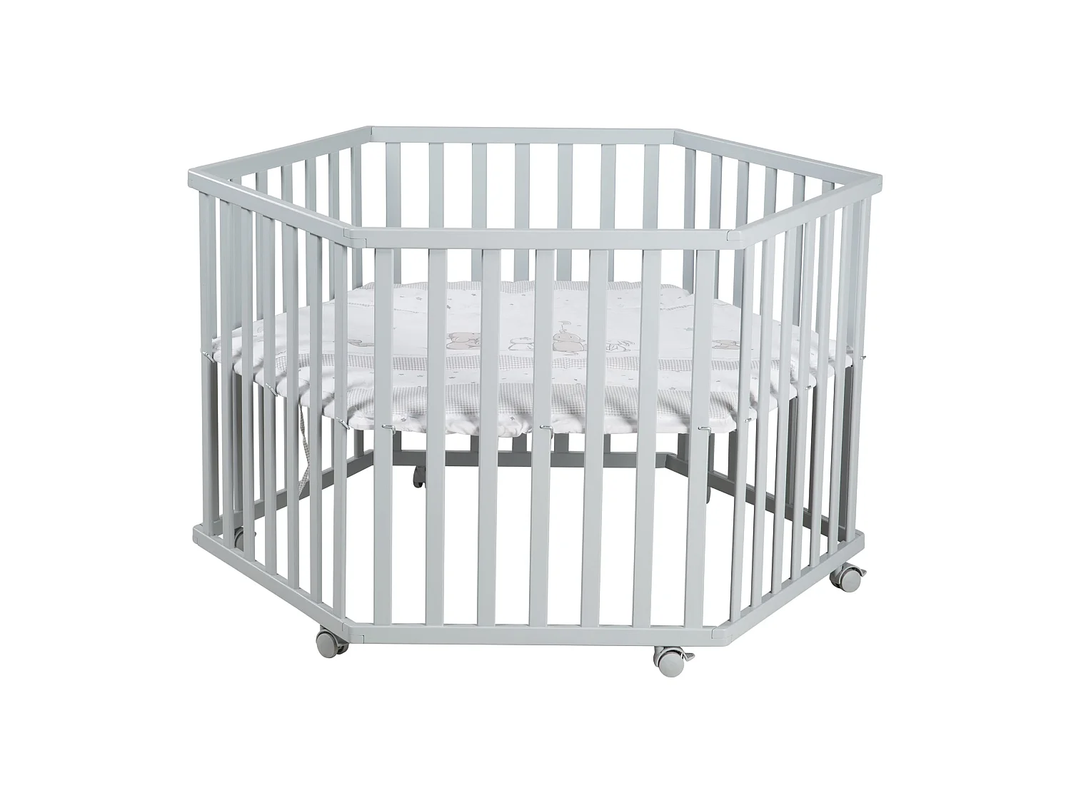 Parque Infantil de 6 Lados Roba Star Magic Taupe - 3 Niveles de Altura, Inserto Acolchado Suave, Ecológico
