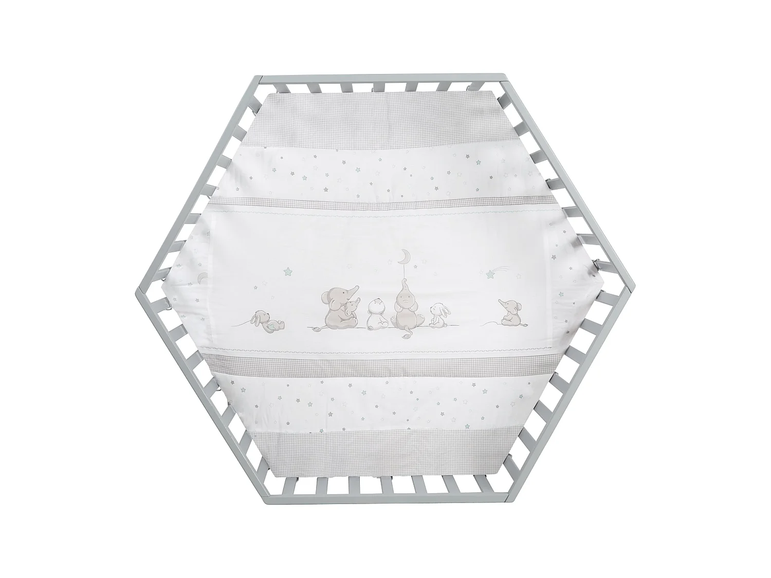 Parque Infantil de 6 Lados Roba Star Magic Taupe - 3 Niveles de Altura, Inserto Acolchado Suave, Ecológico