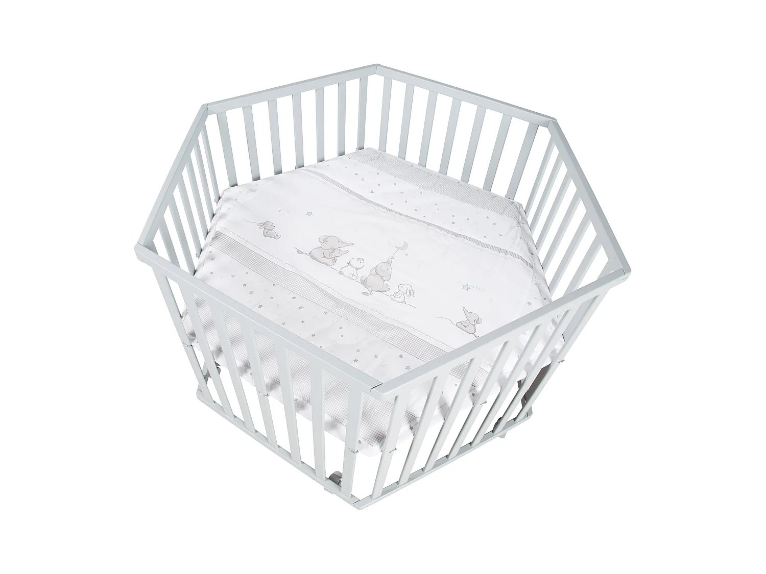 Parque Infantil de 6 Lados Roba Star Magic Taupe - 3 Niveles de Altura, Inserto Acolchado Suave, Ecológico