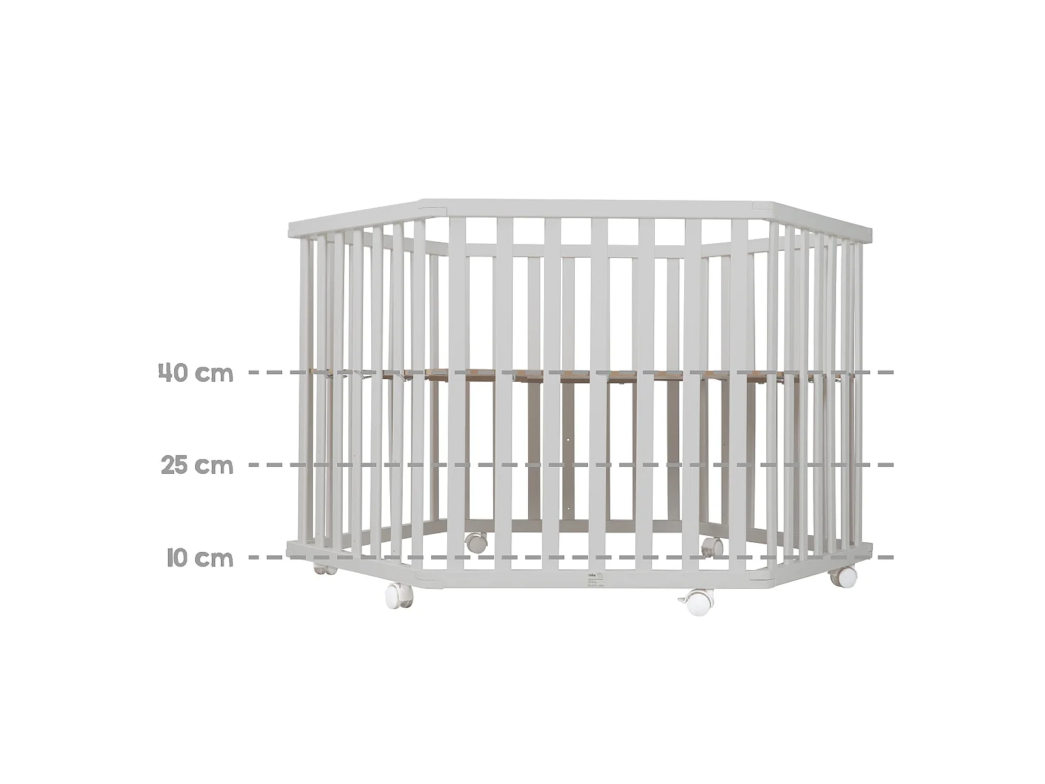Parque Infantil de 6 Lados Roba Star Magic Taupe - 3 Niveles de Altura, Inserto Acolchado Suave, Ecológico