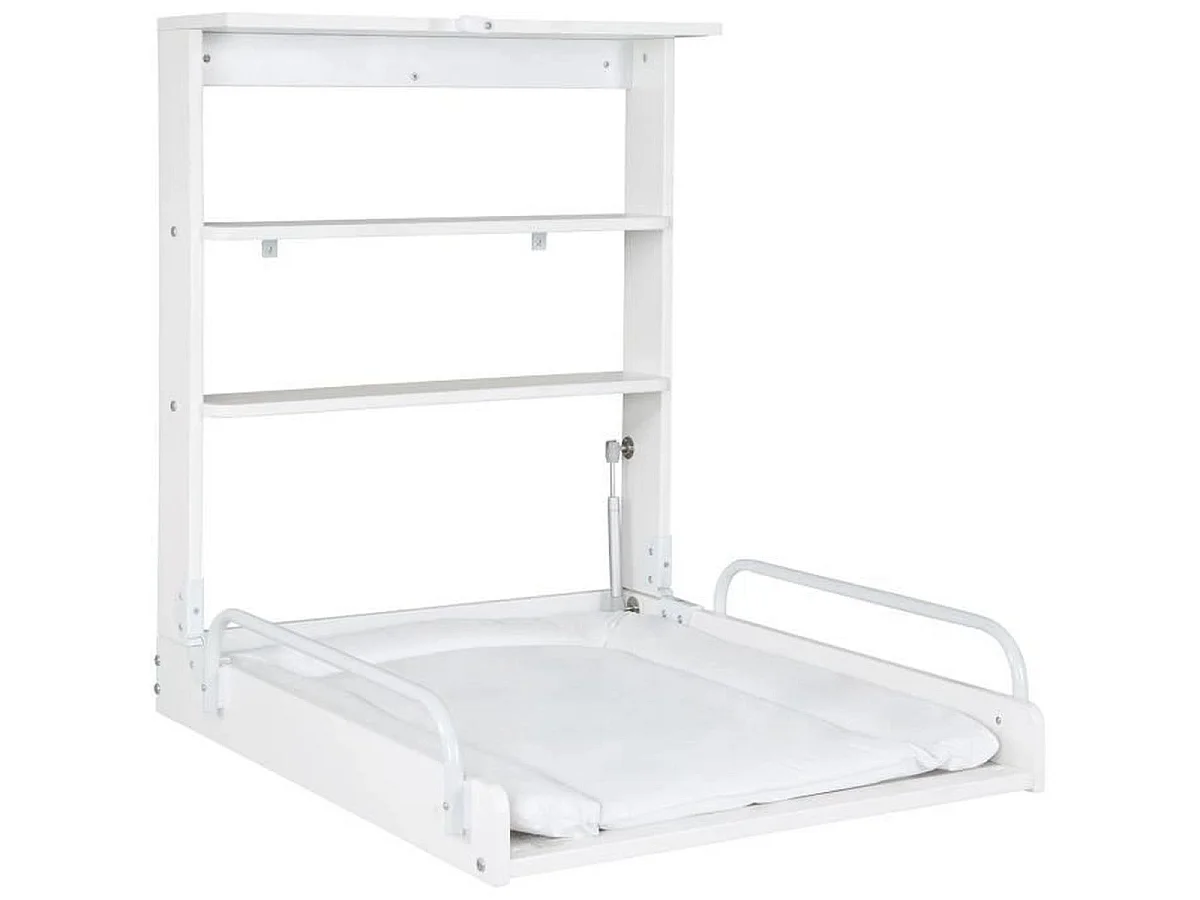 ROBA Table à langer murale rabattable avec matelas imperméable, Blanc