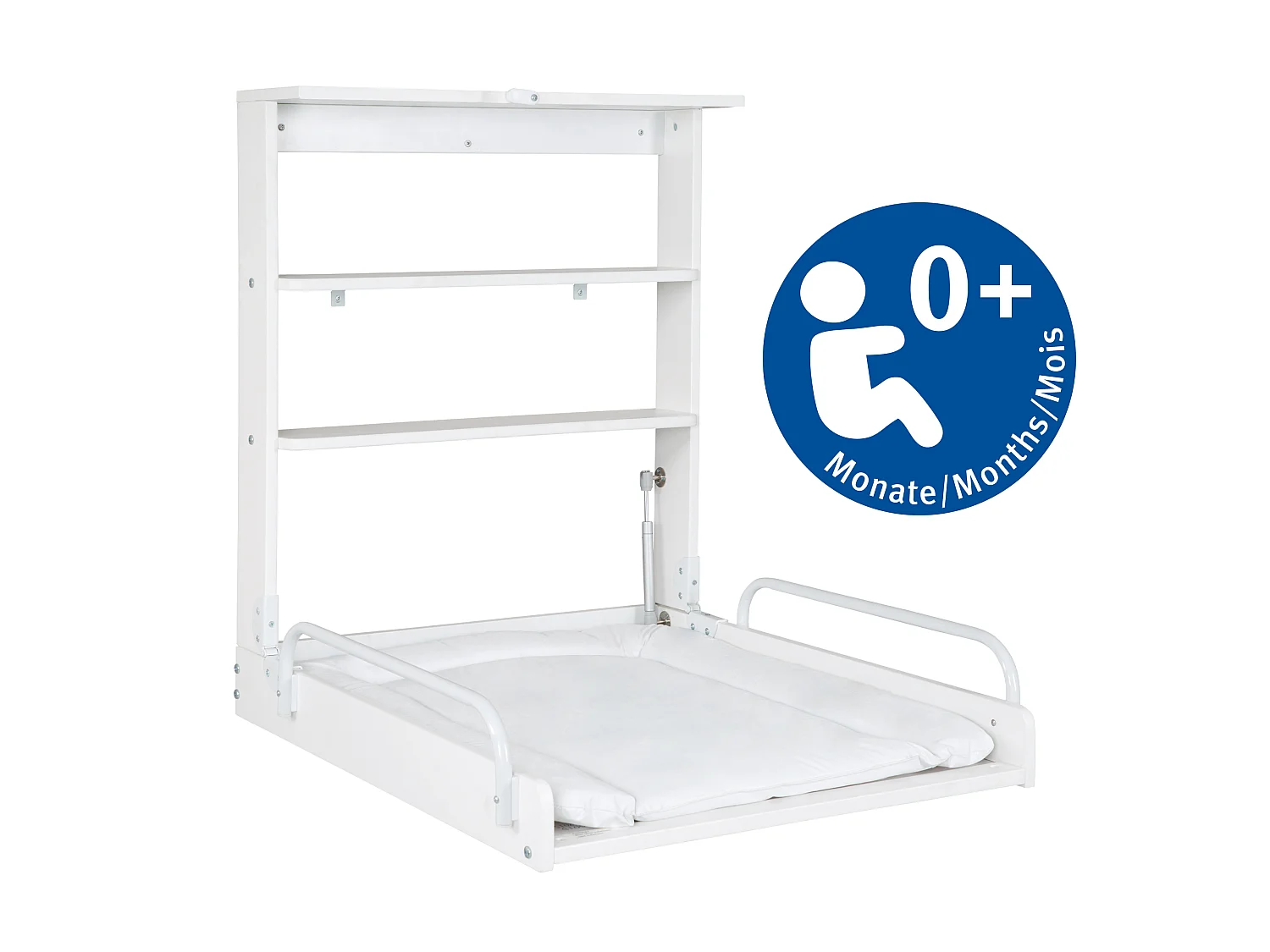 ROBA Table à langer murale rabattable avec matelas imperméable, Blanc