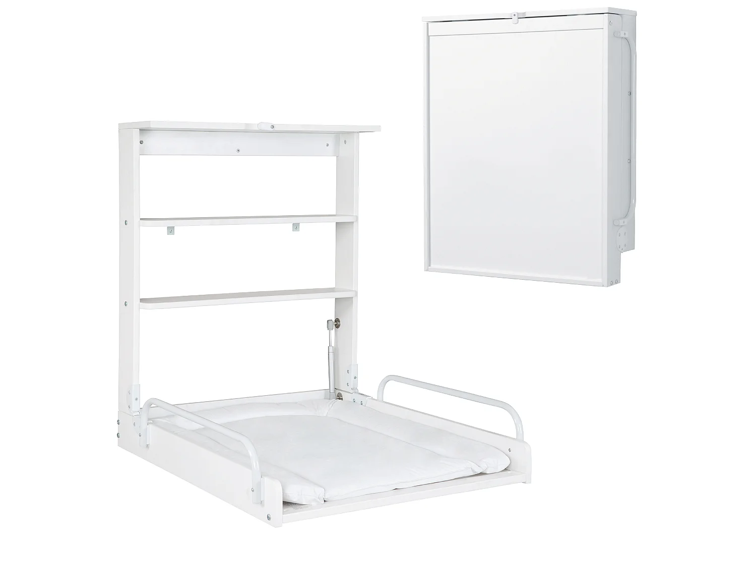 ROBA Table à langer murale rabattable avec matelas imperméable, Blanc