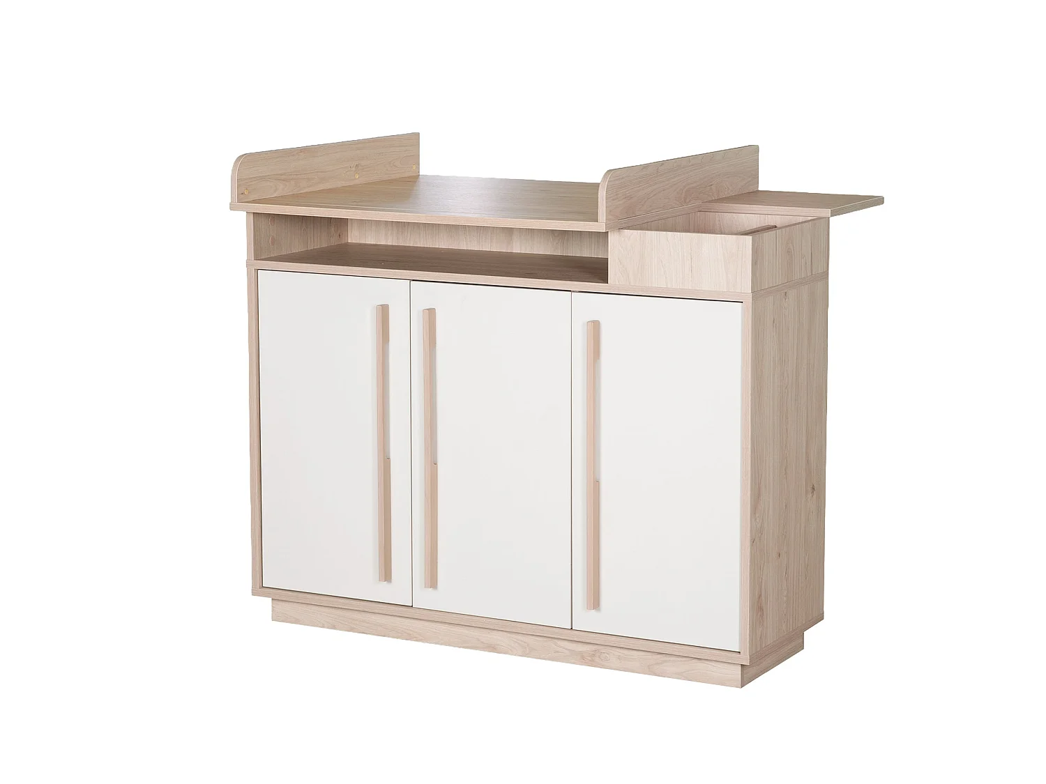 Mesa de cambio de pañales para bebé Roba Elva Beige con puertas de cierre suave y estantes abiertos