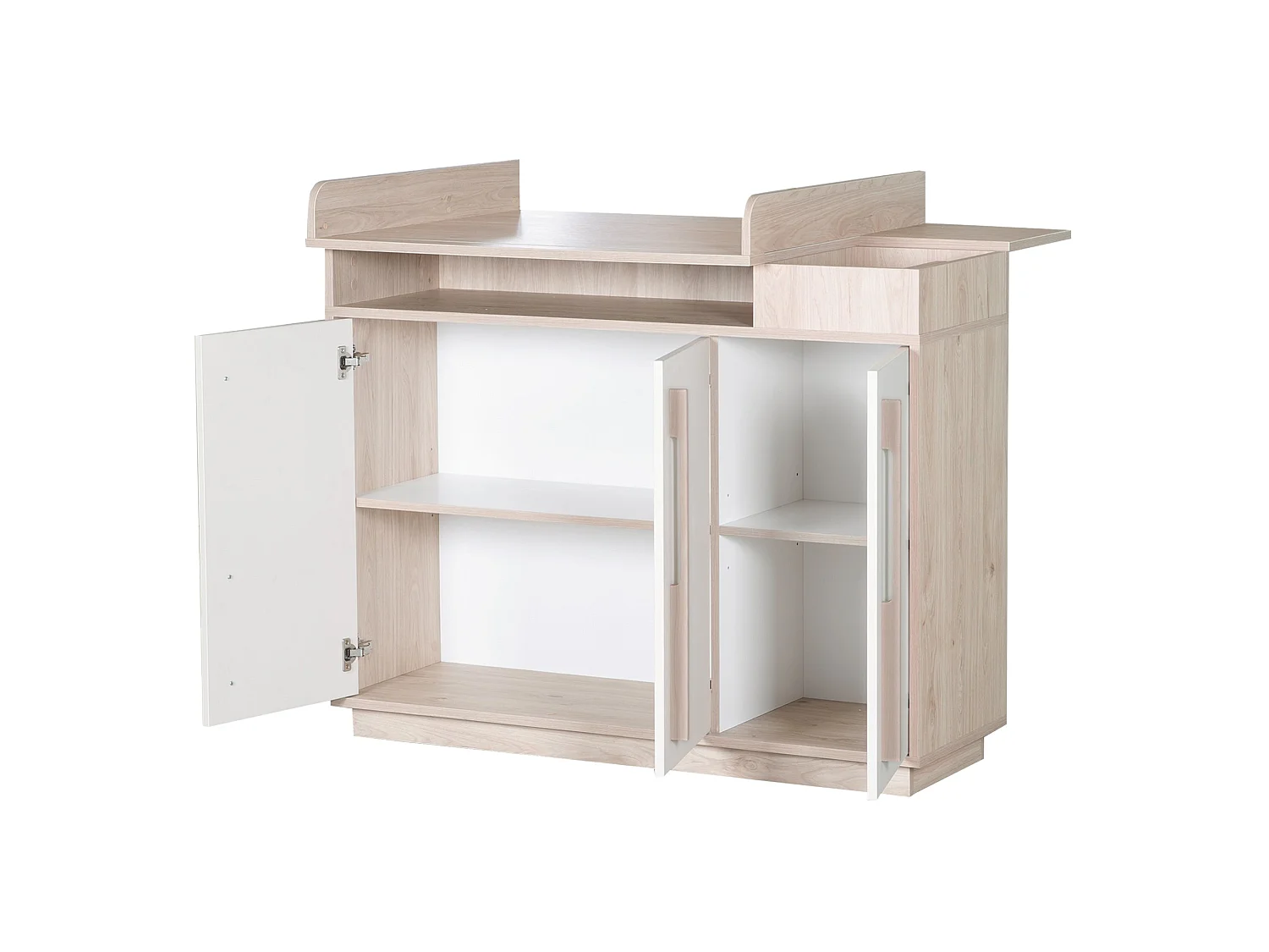 Mesa de cambio de pañales para bebé Roba Elva Beige con puertas de cierre suave y estantes abiertos