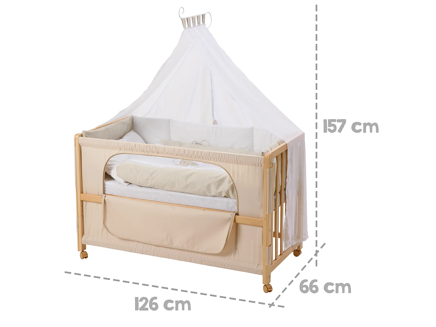 Lit Liebhabär Room 60 x 120 cm - Berceau de chambre, berceau de pépinière, lit pour enfant - Design Vichy-Karo
