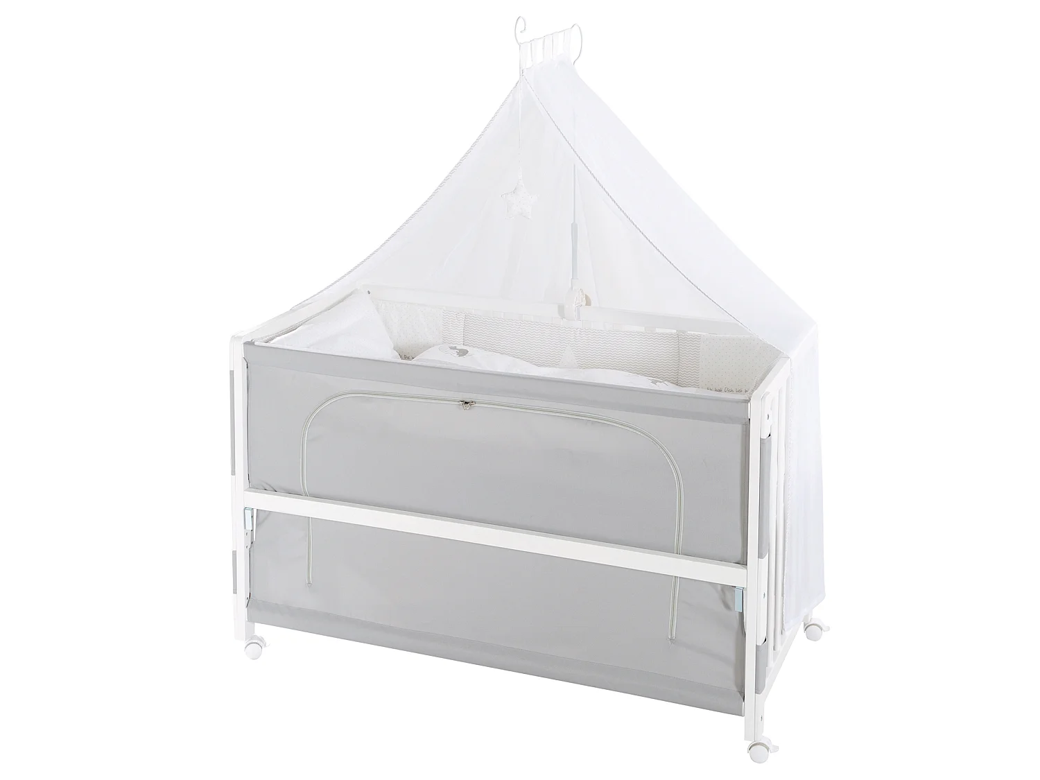 Lit Roba Room 60x120 cm Renard + Lapin Beistellbett avec Hauteur Réglable et Côté en Toile