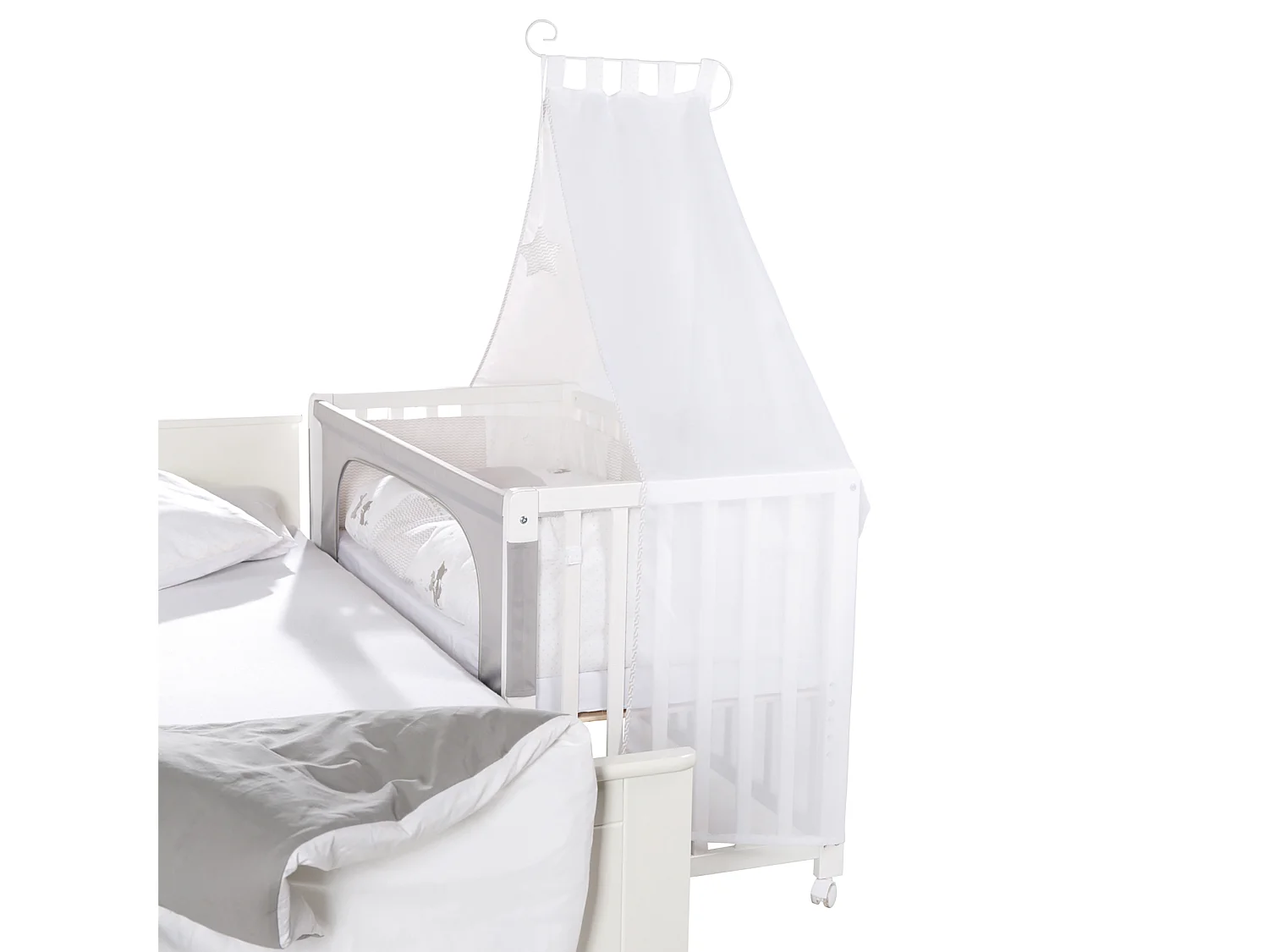 Lit Roba Room 60x120 cm Renard + Lapin Beistellbett avec Hauteur Réglable et Côté en Toile