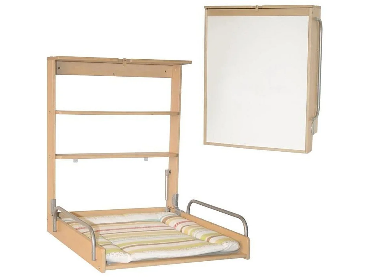 Table à langer murale rabattable ROBA Dschungelbaby avec matelas 59 x 72 cm