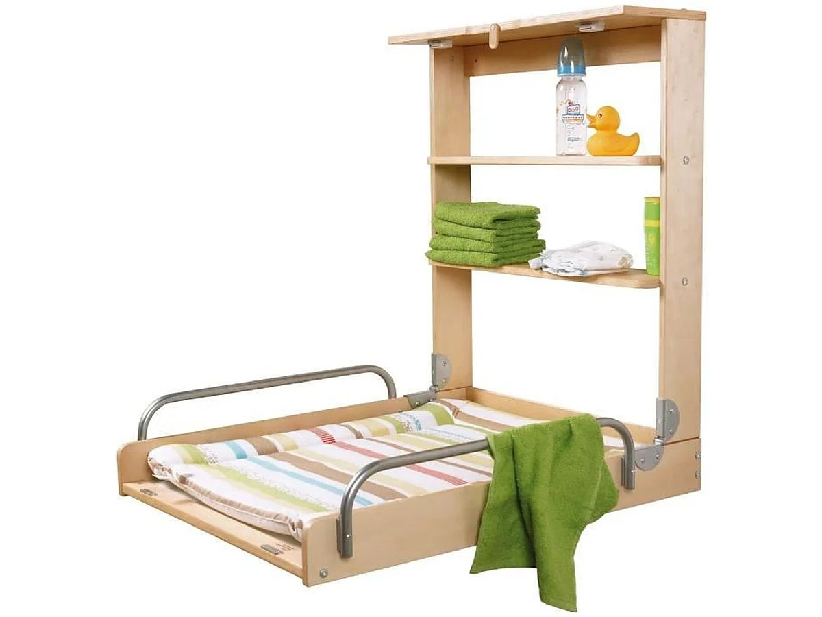 Table à langer murale rabattable ROBA Dschungelbaby avec matelas 59 x 72 cm