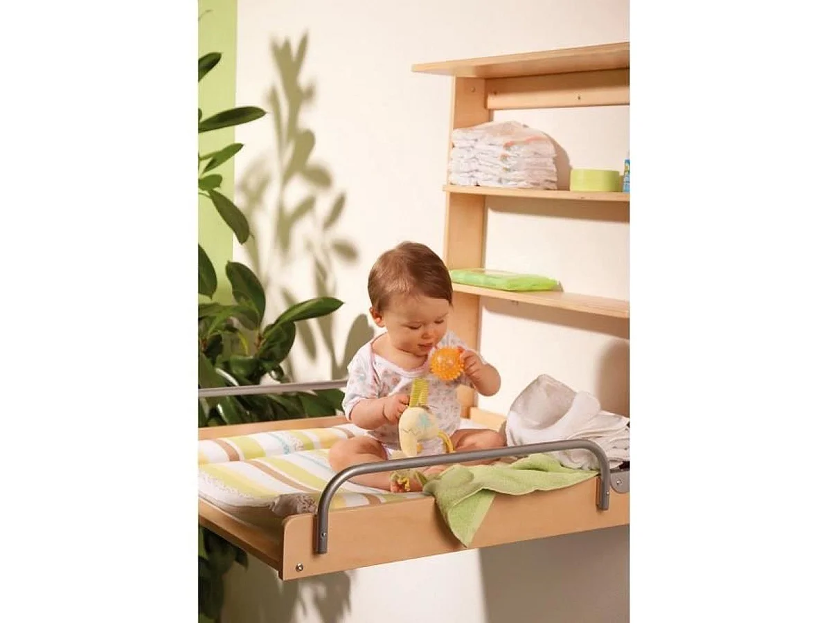 Table à langer murale rabattable ROBA Dschungelbaby avec matelas 59 x 72 cm