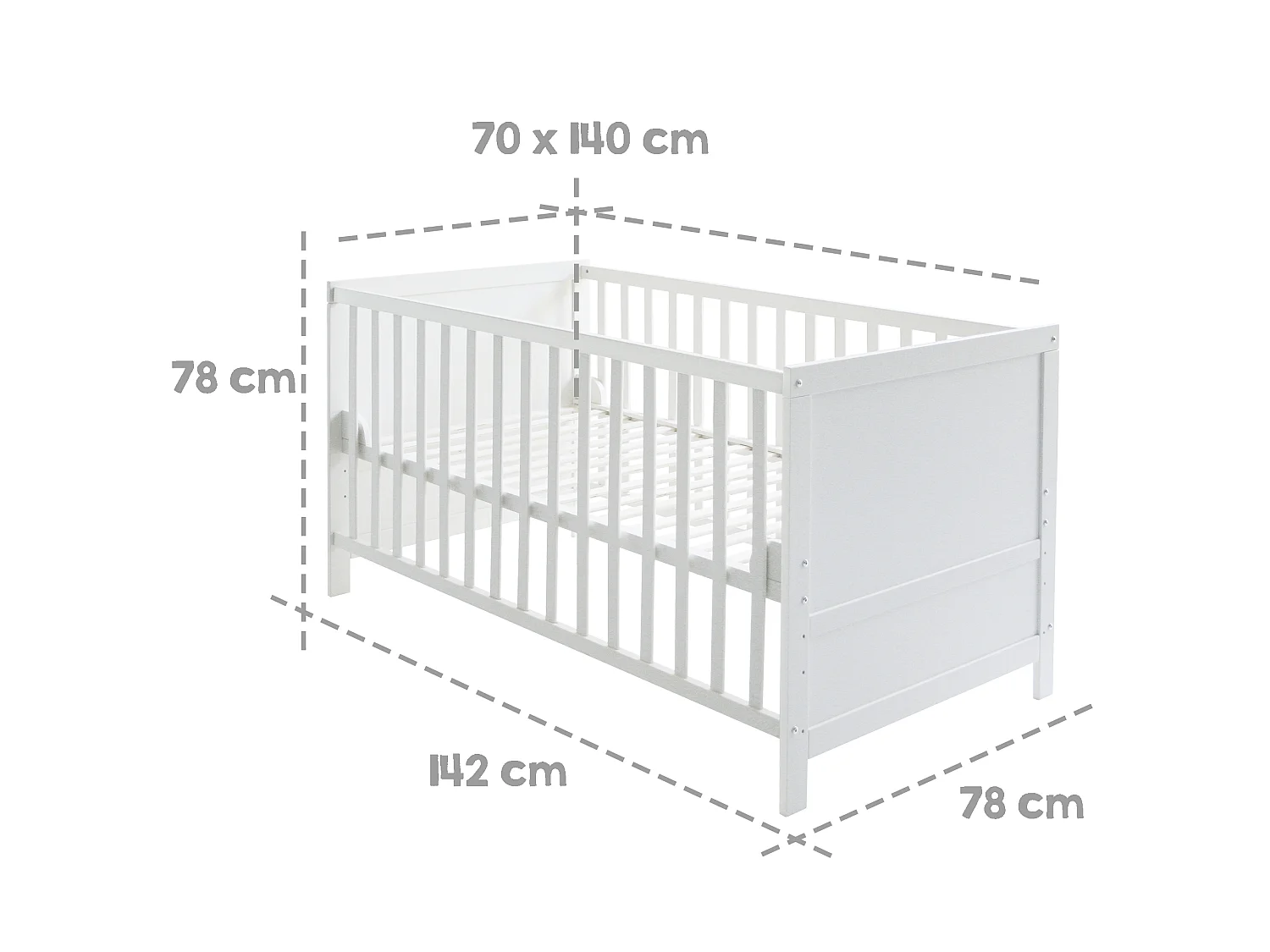 Gitterbett umbaubar 70x140 cm