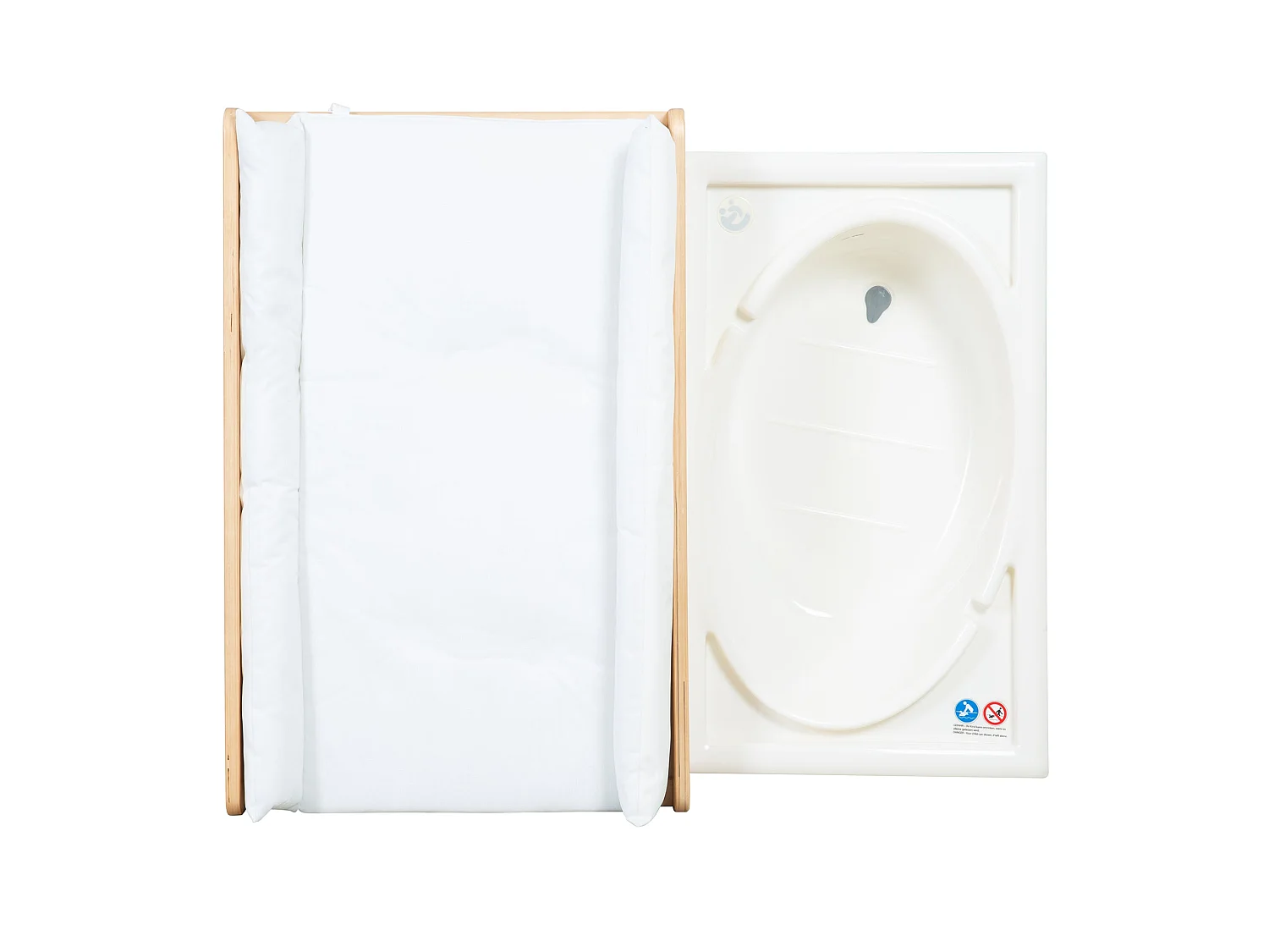 Mesa para Cambiar Pañales de Bebé Roba Extensible con Bañera y Almacenamiento - Roble Claro