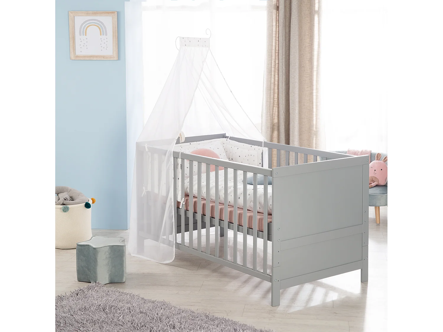 Cuna Convertible Roba para Bebé 70x140 cm con Altura Ajustable y Diseño de Marco