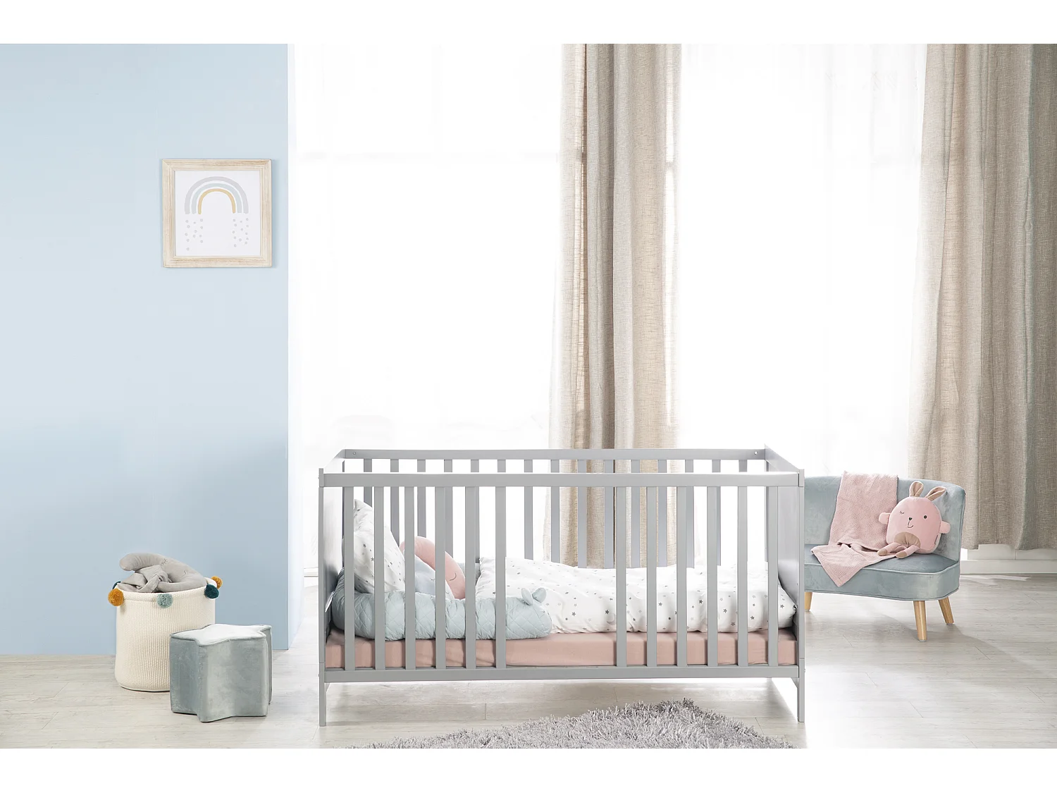 Cuna Convertible Roba para Bebé 70x140 cm con Altura Ajustable y Diseño de Marco