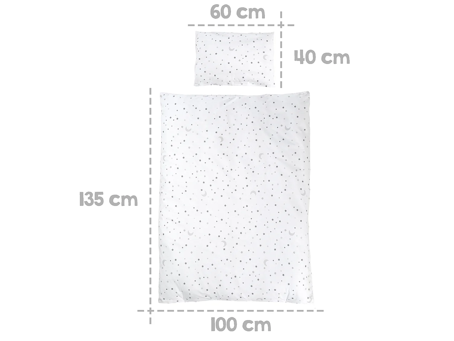 Ensemble de lit pour enfant Roba 70 x 140 cm Étoiles gris - Lit enfant combiné avec matelas, tour de lit et ciel de lit