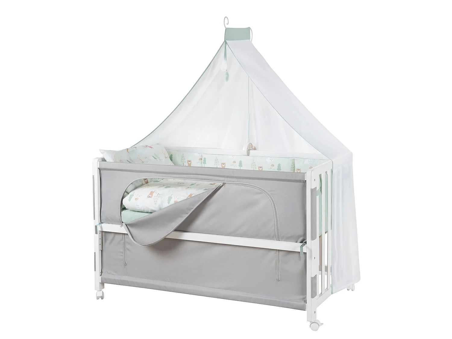 roba Room Bed Woodland Buddies - Lit Bébé Polyvalent en Bois avec Hauteur Ajustable et Design Mignon