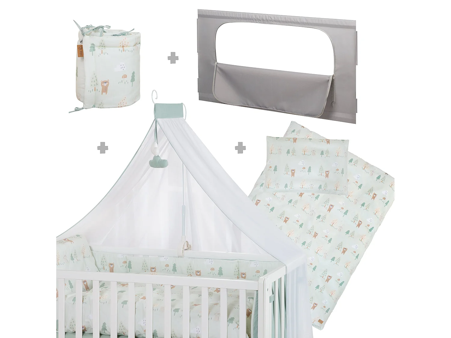 roba Room Bed Woodland Buddies - Lit Bébé Polyvalent en Bois avec Hauteur Ajustable et Design Mignon