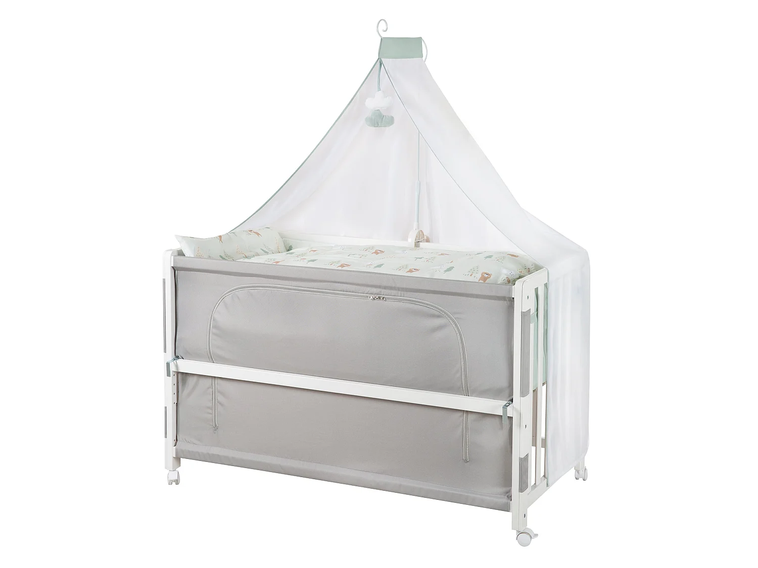 roba Room Bed Woodland Buddies - Lit Bébé Polyvalent en Bois avec Hauteur Ajustable et Design Mignon
