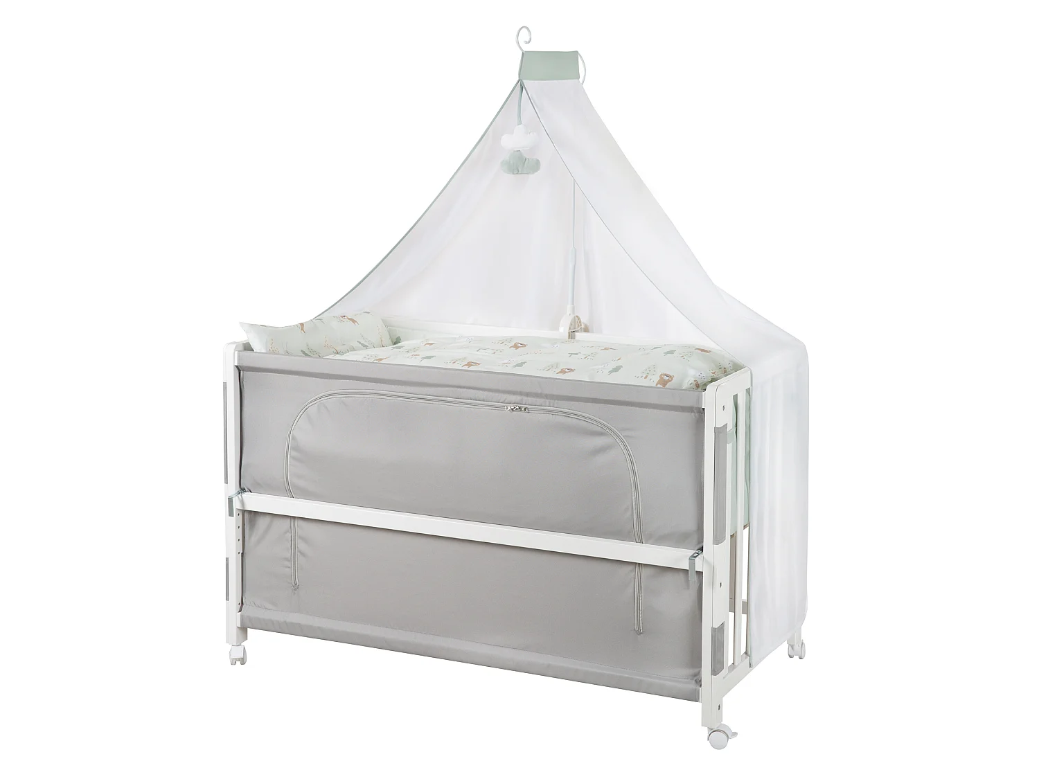 roba Room Bed Woodland Buddies - Lit Bébé Polyvalent en Bois avec Hauteur Ajustable et Design Mignon