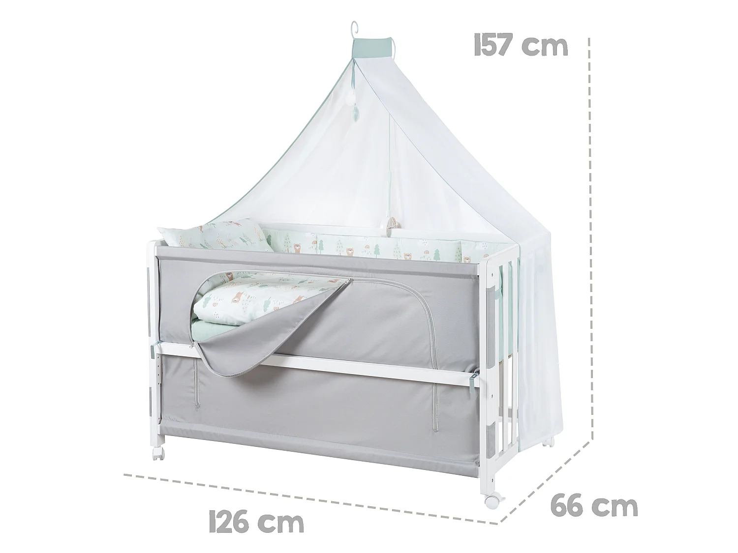 roba Room Bed Woodland Buddies - Lit Bébé Polyvalent en Bois avec Hauteur Ajustable et Design Mignon