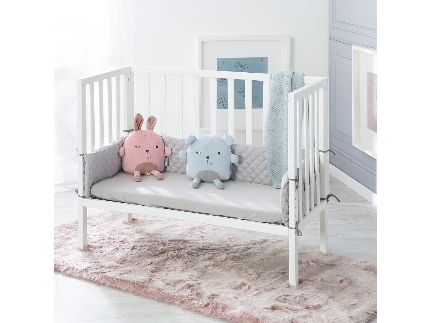 Lit Bébé Latéral Blanc roba Style 2en1 avec Barrière de Sécurité et Matelas 45x90cm