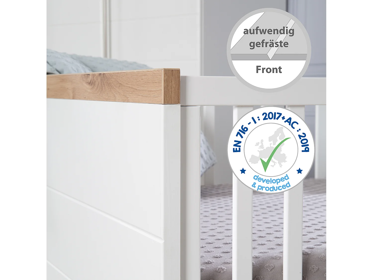 Cuna convertible para bebé roba Nele 70x140 cm - Artisan Eiche Blanco
