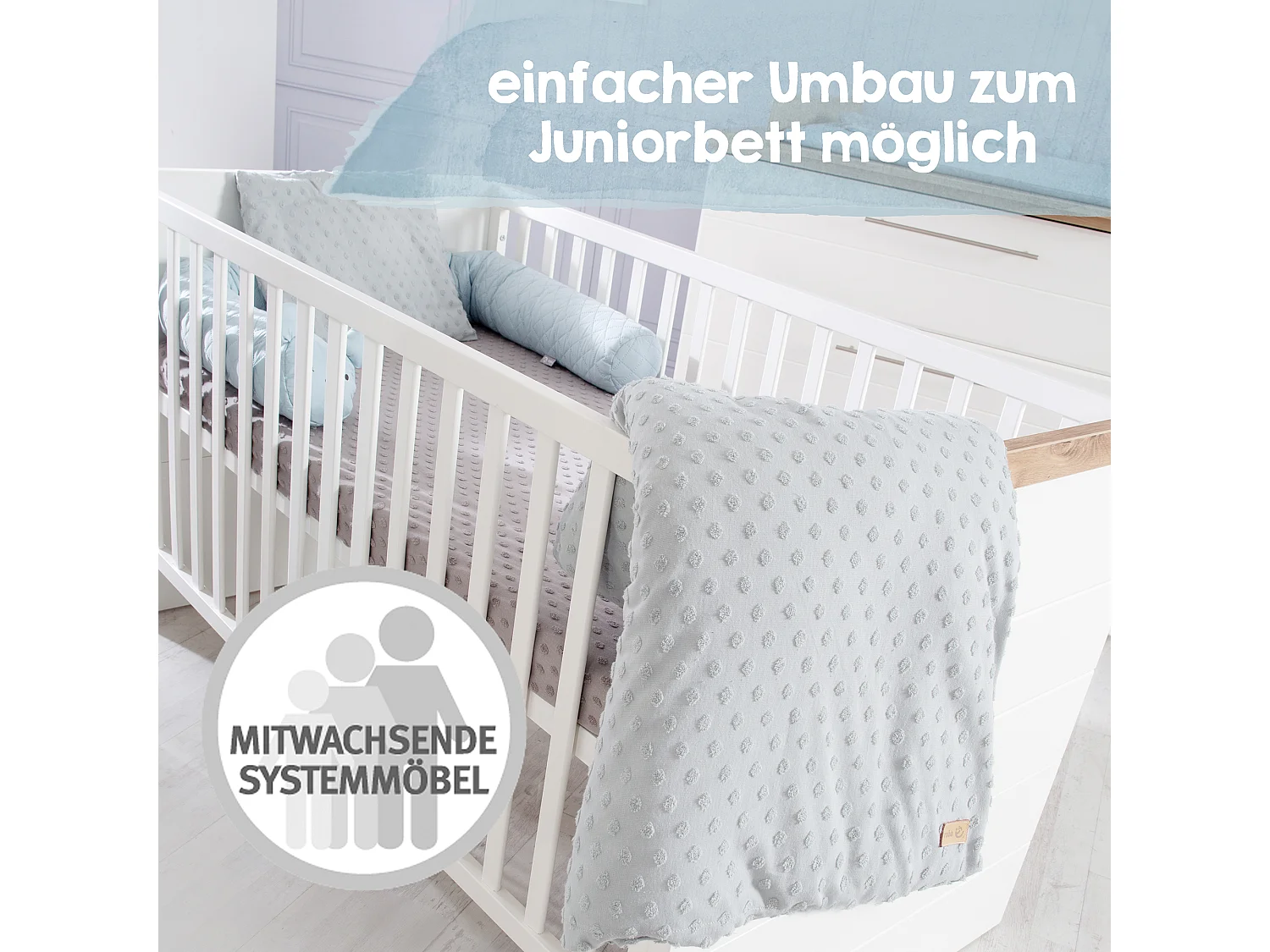 Cuna convertible para bebé roba Nele 70x140 cm - Artisan Eiche Blanco