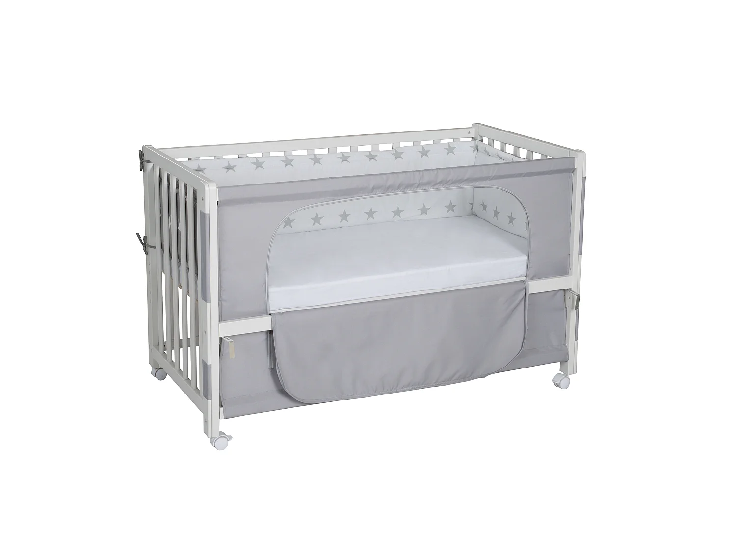 Roba Room Bed 60x120 cm Little Stars - Cuna auxiliar, Moisés, Cama infantil - Altura ajustable, Móvil, Certificado de seguridad