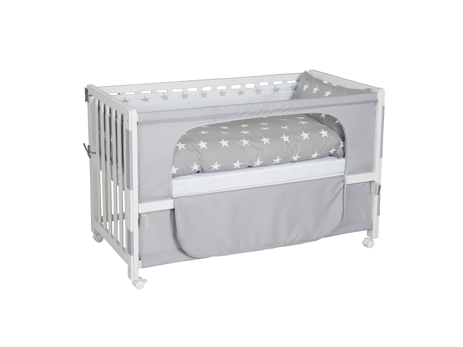 Roba Room Bed 60x120 cm Little Stars - Cuna auxiliar, Moisés, Cama infantil - Altura ajustable, Móvil, Certificado de seguridad